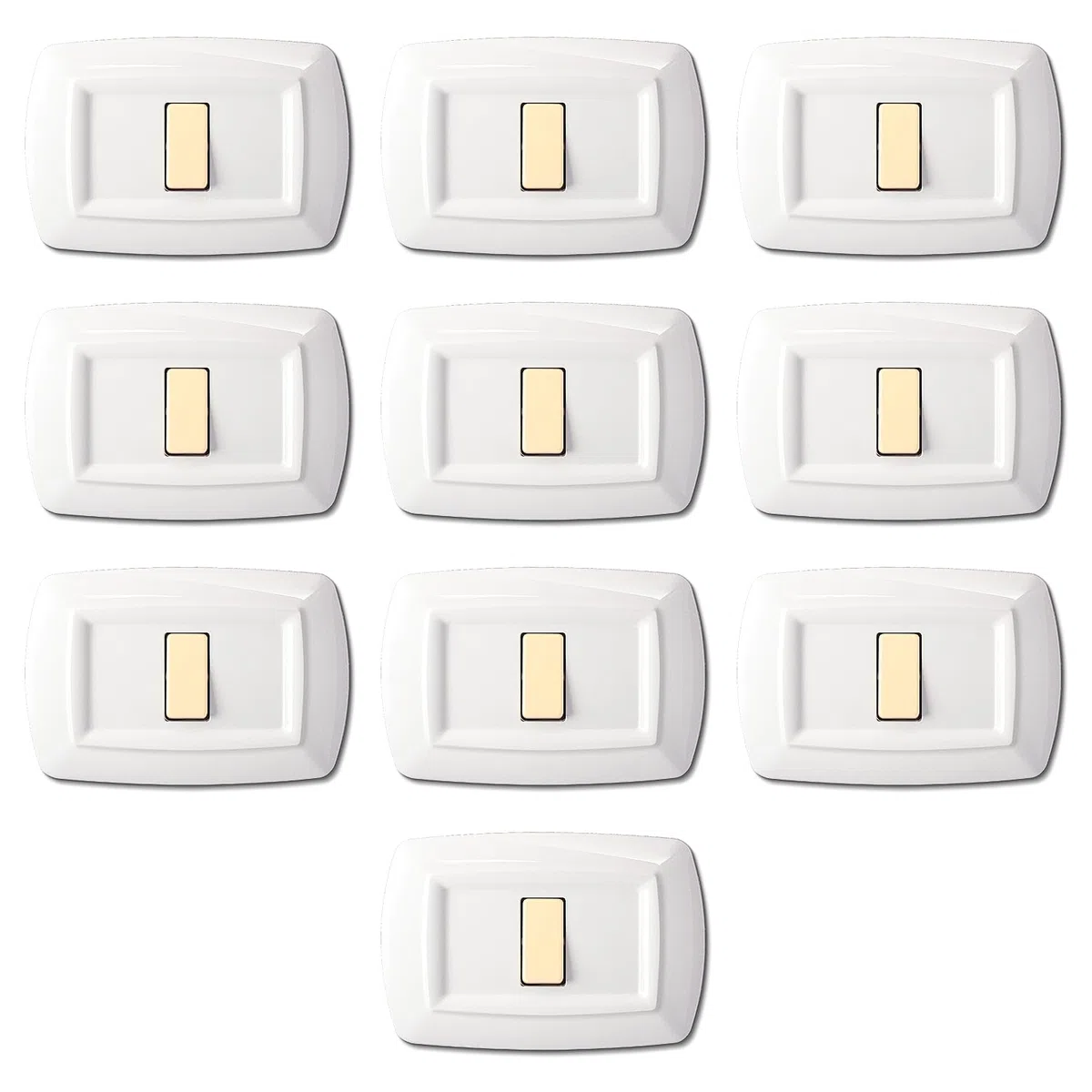CONFEZIONE DA 10 PLACCHE IN TECNOPOLIMERO, COMPATIBILE CON BTICINO MAGIC, 1 MODULO/POSTO, COLORE BIANCO, ALTA QUALITA', ARROTONDATE, DESIGN CLASSICO, PER INTERRUTTORI/PRESE