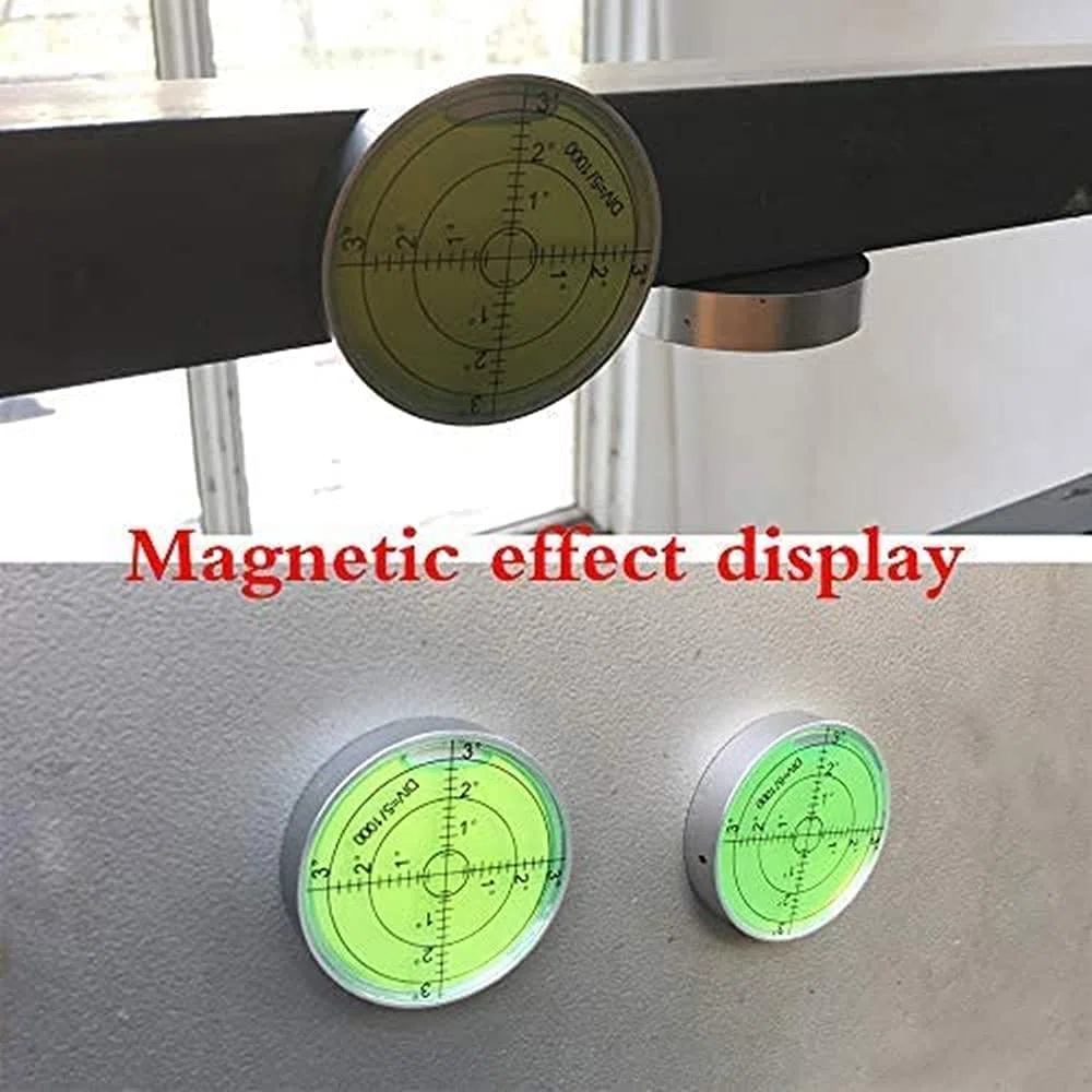 UMEI Inclinometri rotondi a bolla orizzontale ad alta precisione con magnete da 60 mm con cassa in alluminio a bolla Bullseye, livello di superficie, precisione 15'/2 (60 x 12 mm con magnete),
