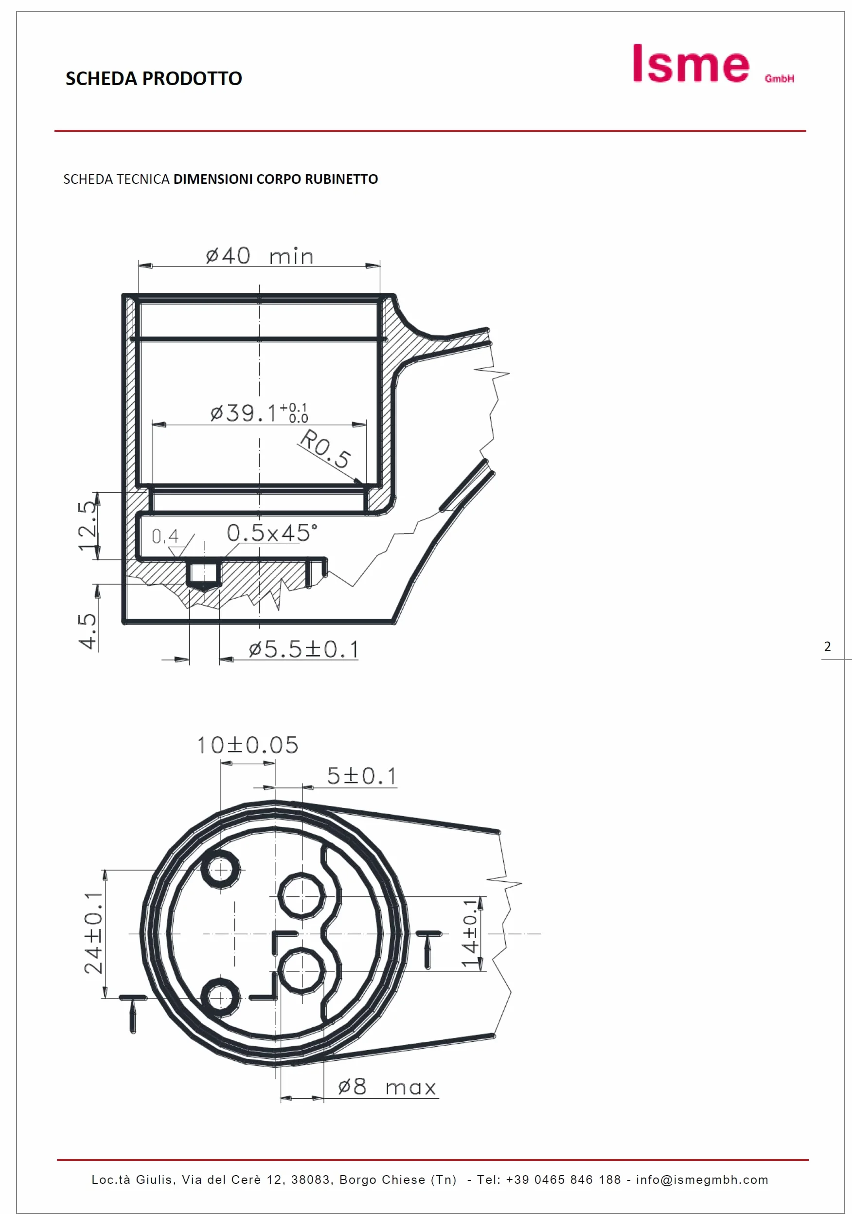 Schläfer 480061 | Cartuccia Miscelatore 40mm, Cartuccia di Ricambio per Miscelatori in Ceramica Alta a 2 Piedini per Rubinetti Miscelatori Cucina, Bagno, Doccia e Vasca, Modello Kerox K40-B