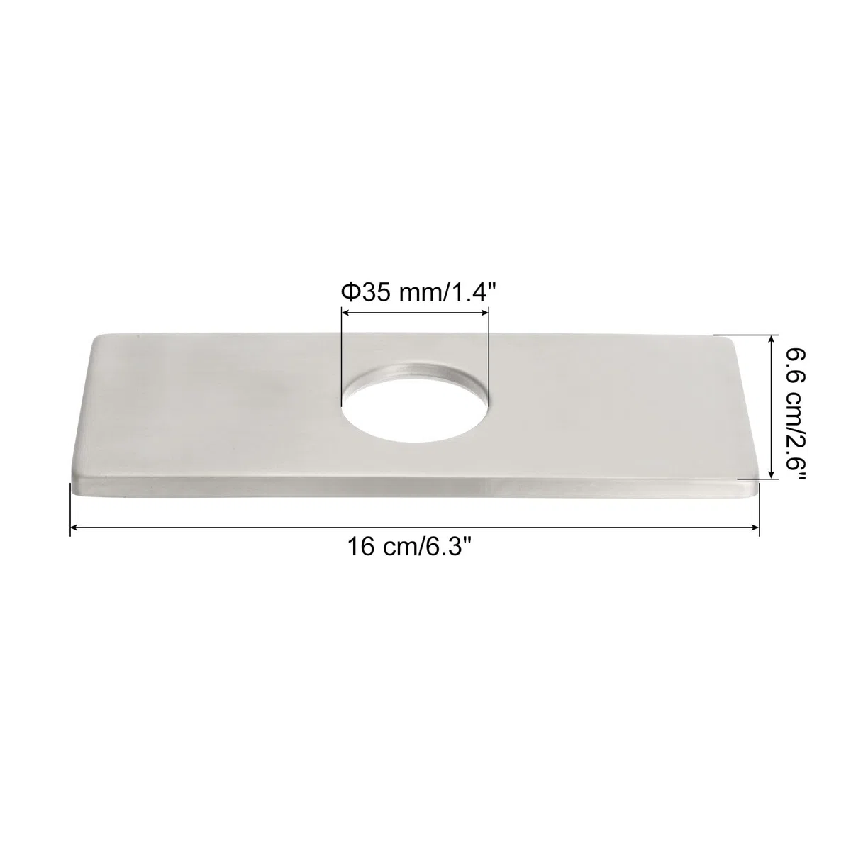 QUARKZMAN 2pz Piastra Copertura per Foro 6 Pollici, Piastra Copertura per Lavello Acciaio Inossidabile per Rubinetto Bagno o Cucina, Rettangolare (Argento Spazzolato)