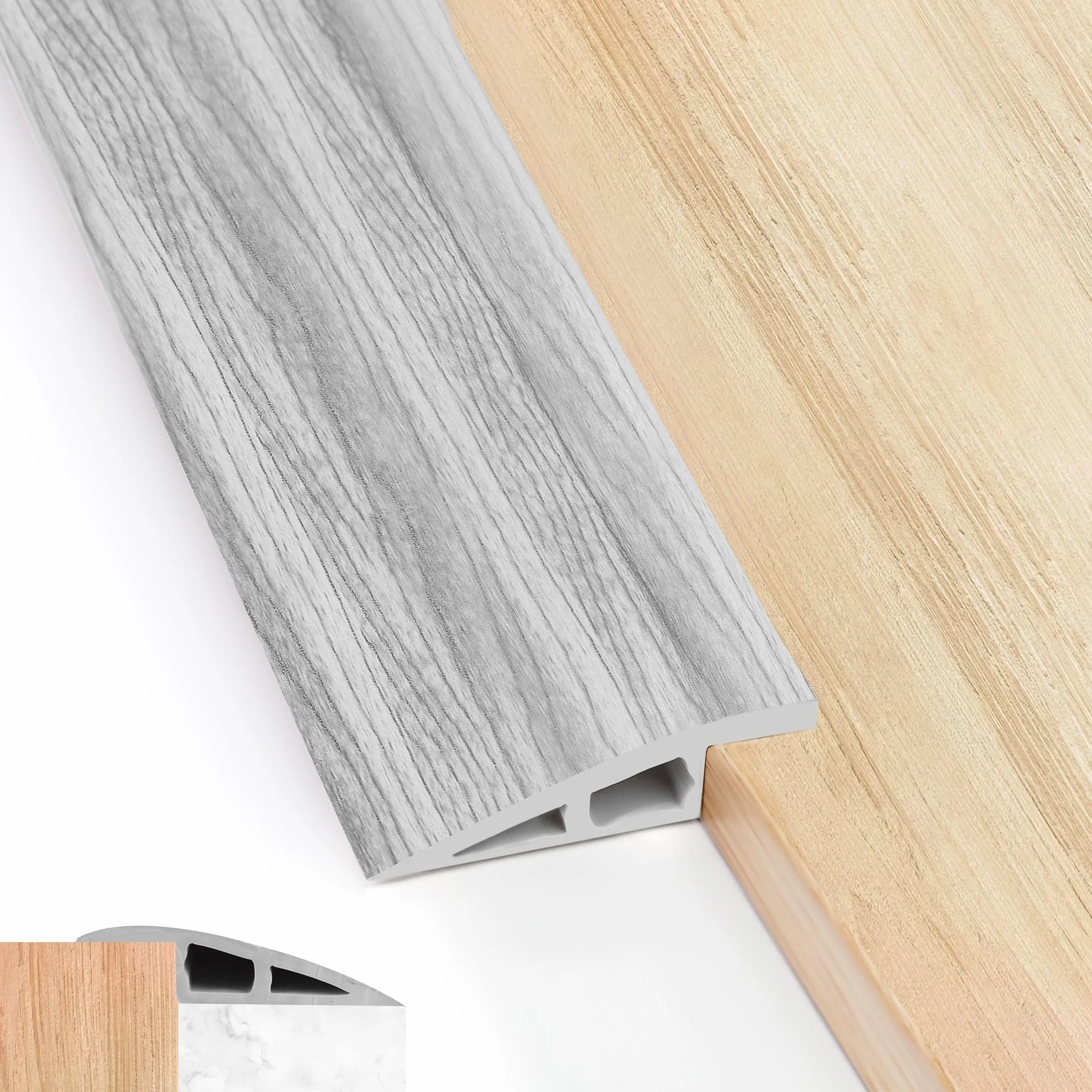 Soglia Di Dislivello Pavimento, 2mx10mm Strisce Di Copertura Per Pavimenti, Profilo Di Raccordo Per Pavimenti Per Pavimenti In Parquet Soglie In Laminato (Grigio)
