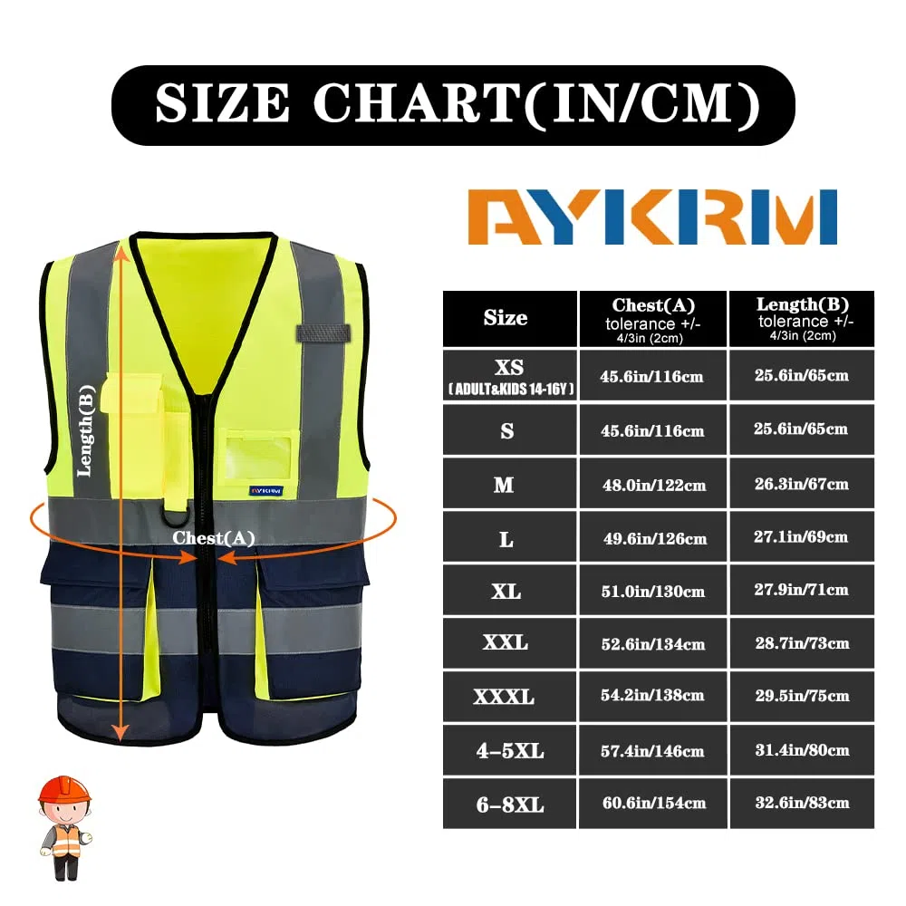 AYKRM 21 couleurs gilet lavoro catarifrangente alta visibilita con tasche e stampa staff personalizzata