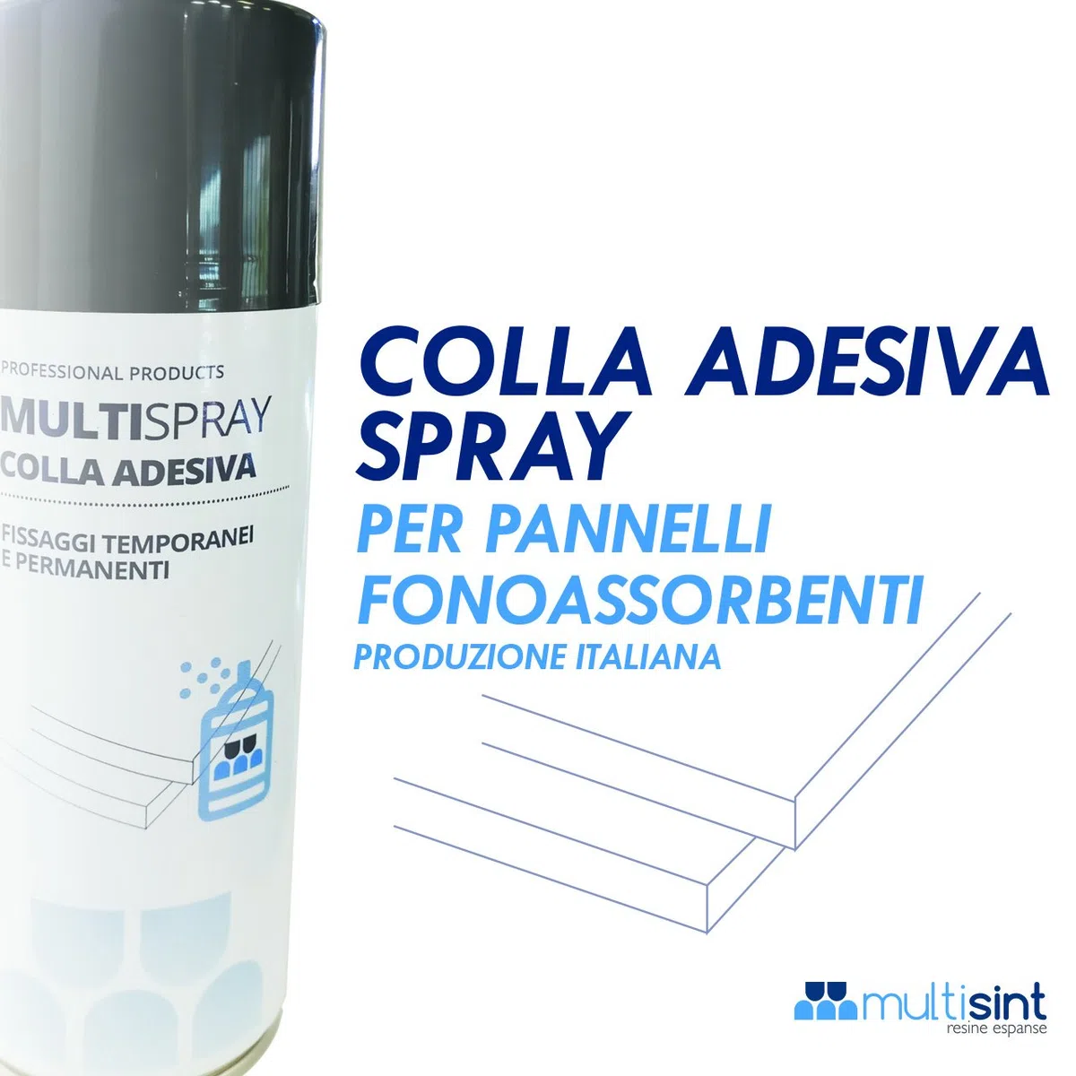 Multisint MultySpray - Nuova Colla Spray per Pannelli Fonoassorbenti 400 ml (Confezione 3 Bombolette) – Produzione 100% Italiana