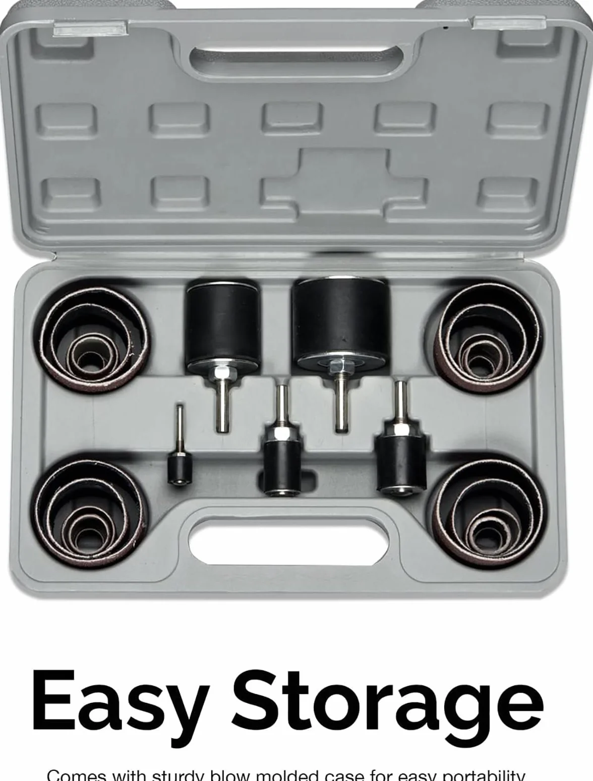 hiltex 10342 - Set di 26 manicotti abrasivi assortiti e 5 tamburi in gomma, 1/2, 3/4, 1, 1-1/2 e 2 pollici, lavorazione del legno