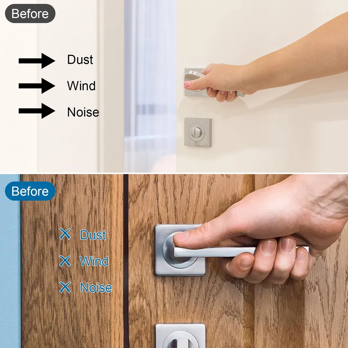 Guarnizione per porta, autoadesiva, flessibile, in gomma, impermeabile, per porte e finestre (marrone, 6 m)