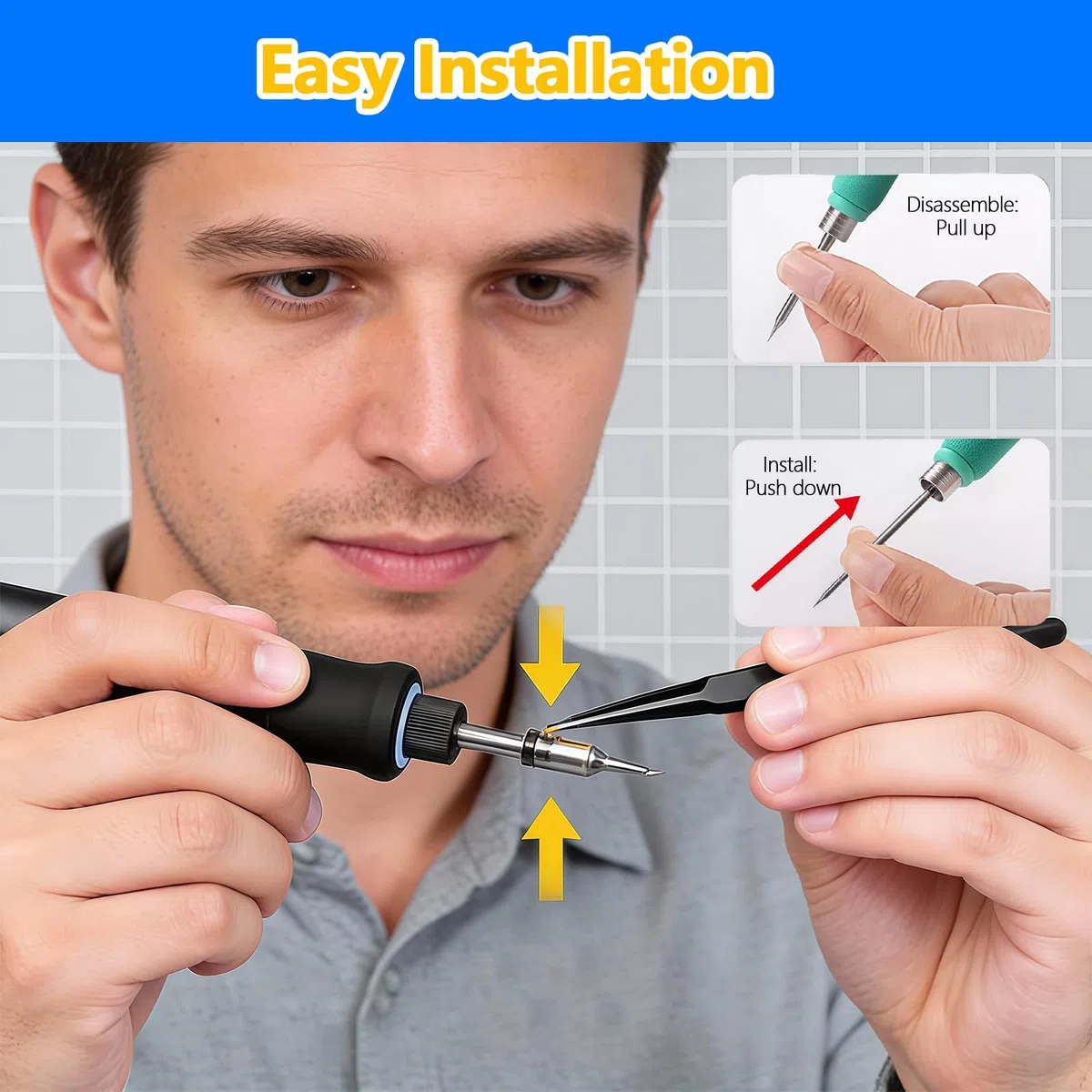 3 punte per saldatura C210, punte di ricambio per saldatore, set di punte per saldatore in rame, testa di saldatura speciale, punta universale plug & play, testa di saldatura dritta/coltello