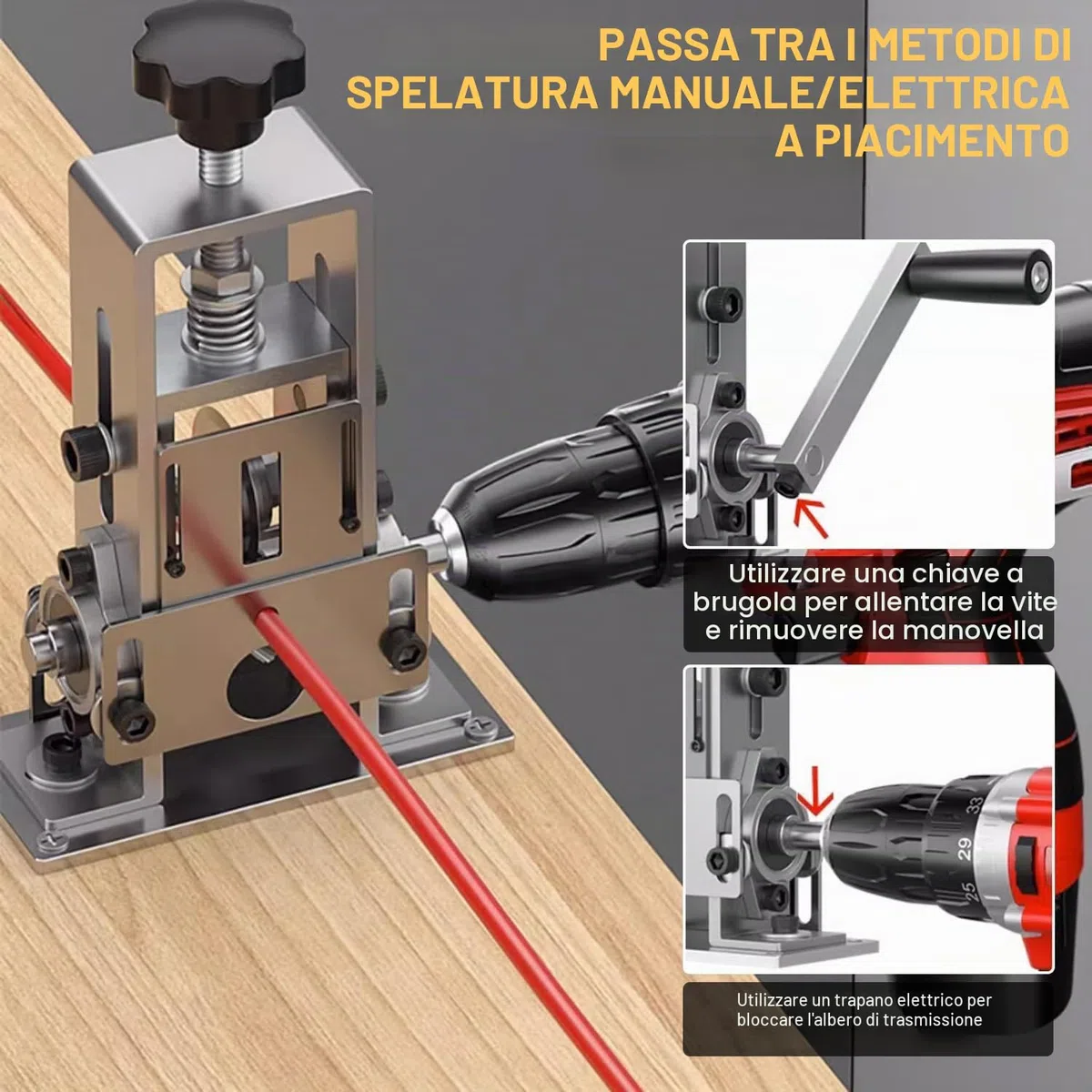 Spellacavi Elettrici per Cavo in Rame da 1 mm-21 mm, Pinza Spelafili Elettricista Alimentata a Manovella o Trapano, Spelacavi per Cablaggio, Riciclaggio e Smantellamento (lega di alluminio)