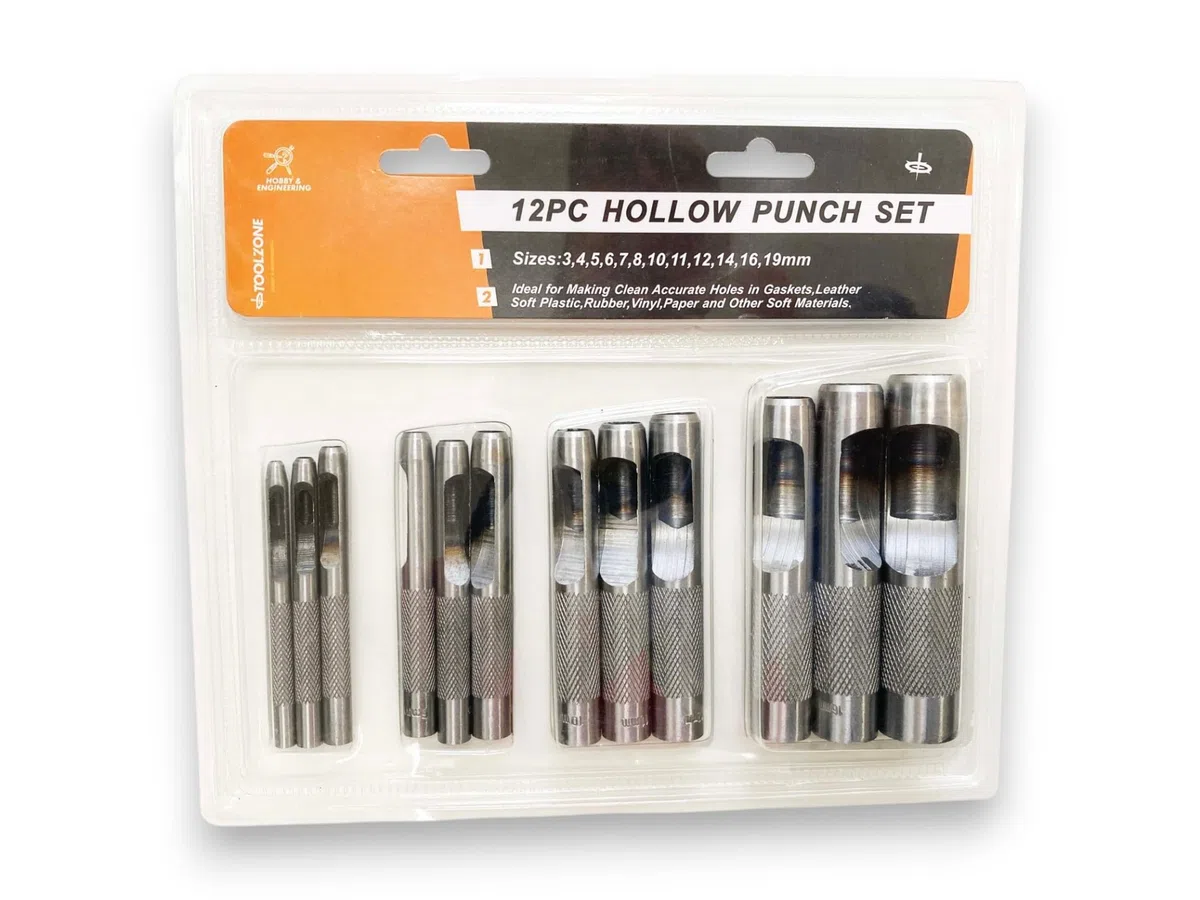 Toolzone PN104 3 – 19 mm Fustelle per fori circolari, per pelle/gomma/cartone/guarnizioni/plastica/carta – colore nero (12 pezzi)