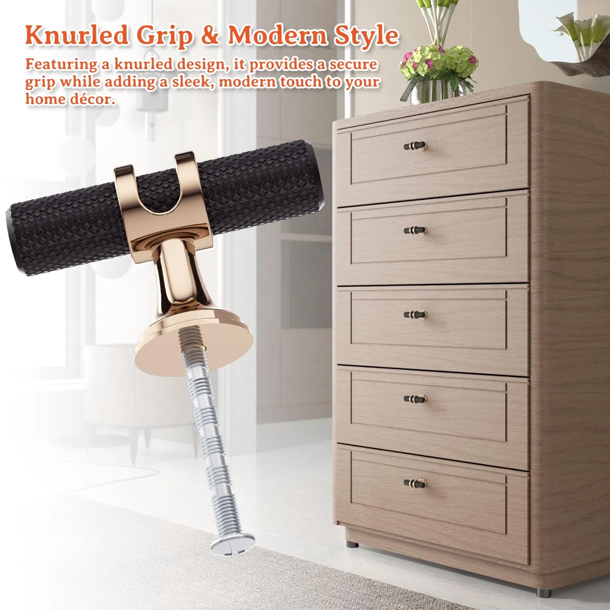 FURNIWARE 10 pezzi Pomelli per mobili nero opaco e bronzo champagne, pomelli per armadio in oro e ottone, pomelli per porte e cassetti da 50 mm, per armadi, cassettiera, guardaroba