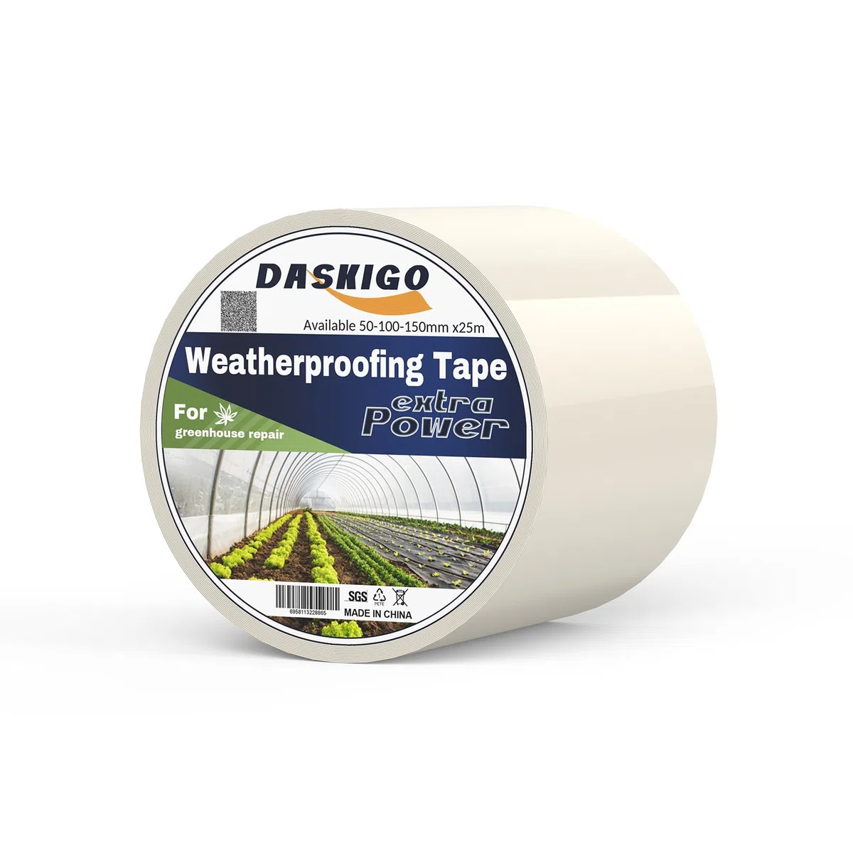 Nastro di Riparazione per Serre Extra Forte, Nastro Adesivo Resistente all'Acqua in Polietilene Trasparente, Giardinaggio, Agricoltura (100 mm x 25 m)