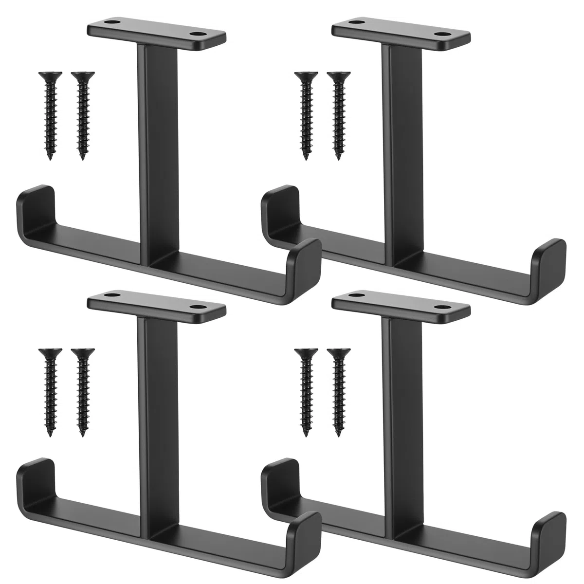 4 PzGanci Garage Parete, Ganci da Soffitto per Garages, Gancio Doppi per Attrezzi da Garage, Supporto Bici da MuroGanci da Parete per Carichi Pesant Biciclette Attrezzi Scale Portautensili(Nero)