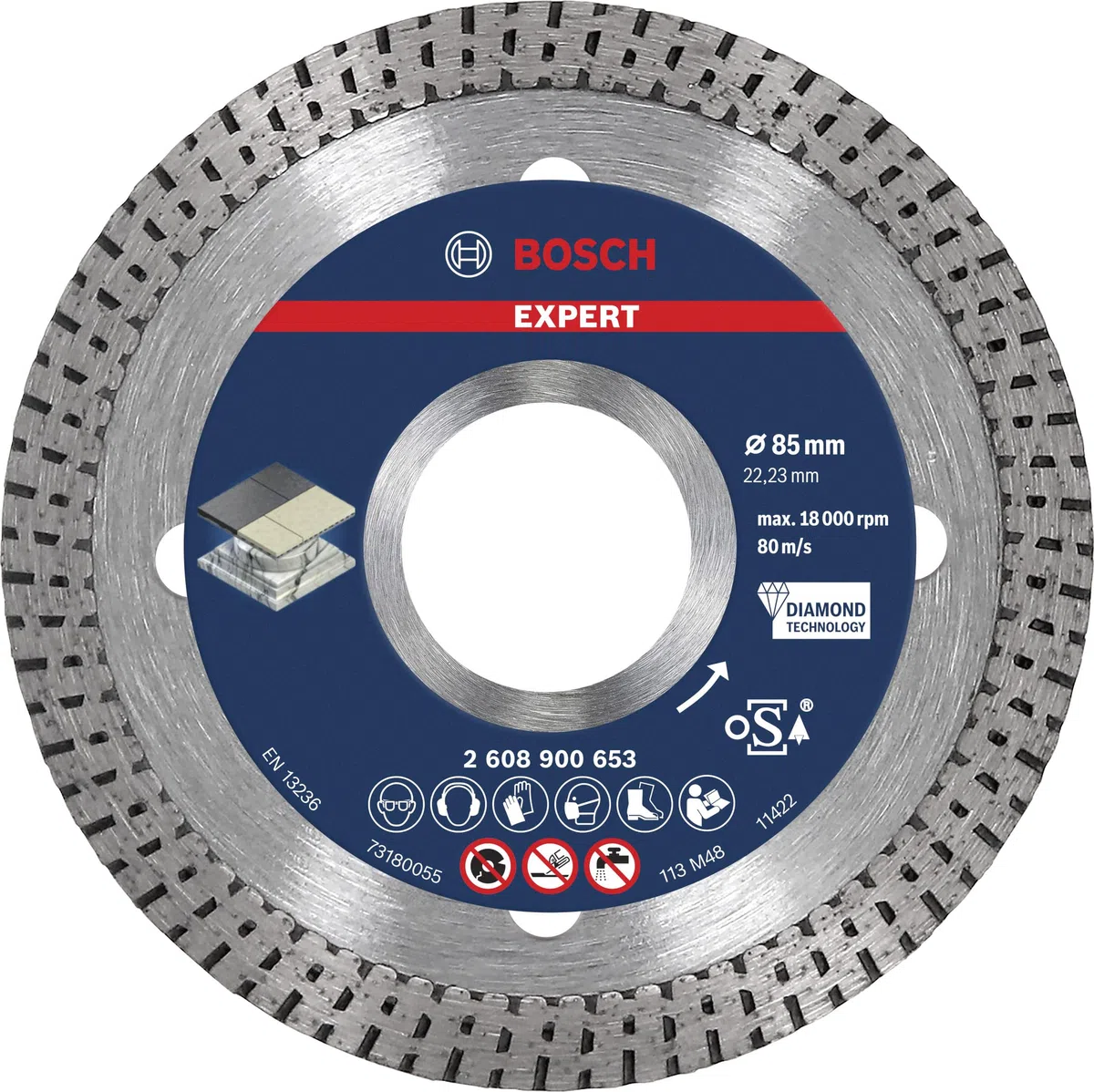 Bosch 1x Expert HardCeramic Diamanttrennscheiben (für Harte Fliesen, Harter Stein, Ø 85 mm, Professional Zubehör Kleiner Winkelschleifer)