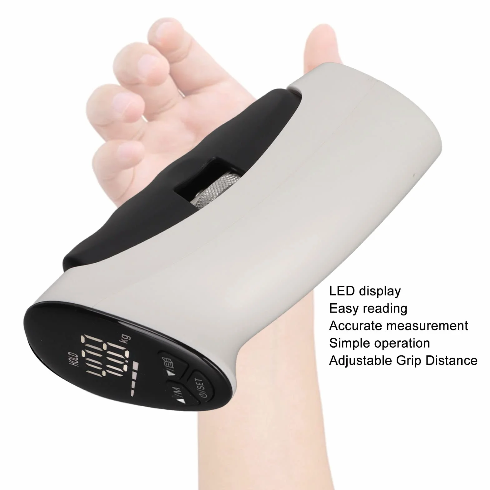 Asixxsix Tester di Resistenza alla Presa, Display a LED Auto Cattura Elettronico Dinamometro Mano Regolabile Distanza Mano Digitale Mano Grip Training Gauge per Sport casa Scuola Clinica