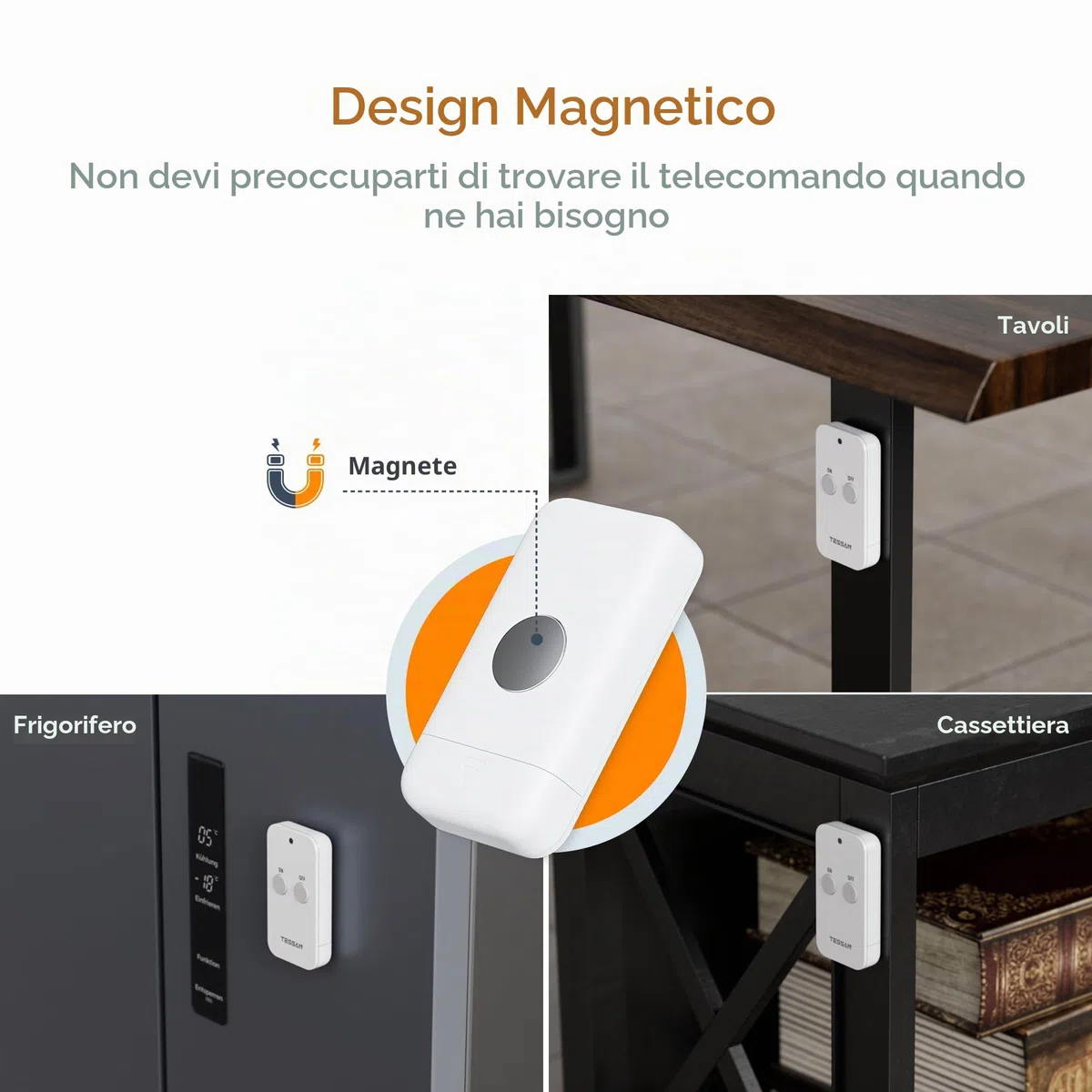 TESSAN Presa Telecomandata, Distanza Telecomando 30,5 M, Presa per Decorazioni Natalizie, Elettrodomestici e Lampade, 2300 W, Bianca