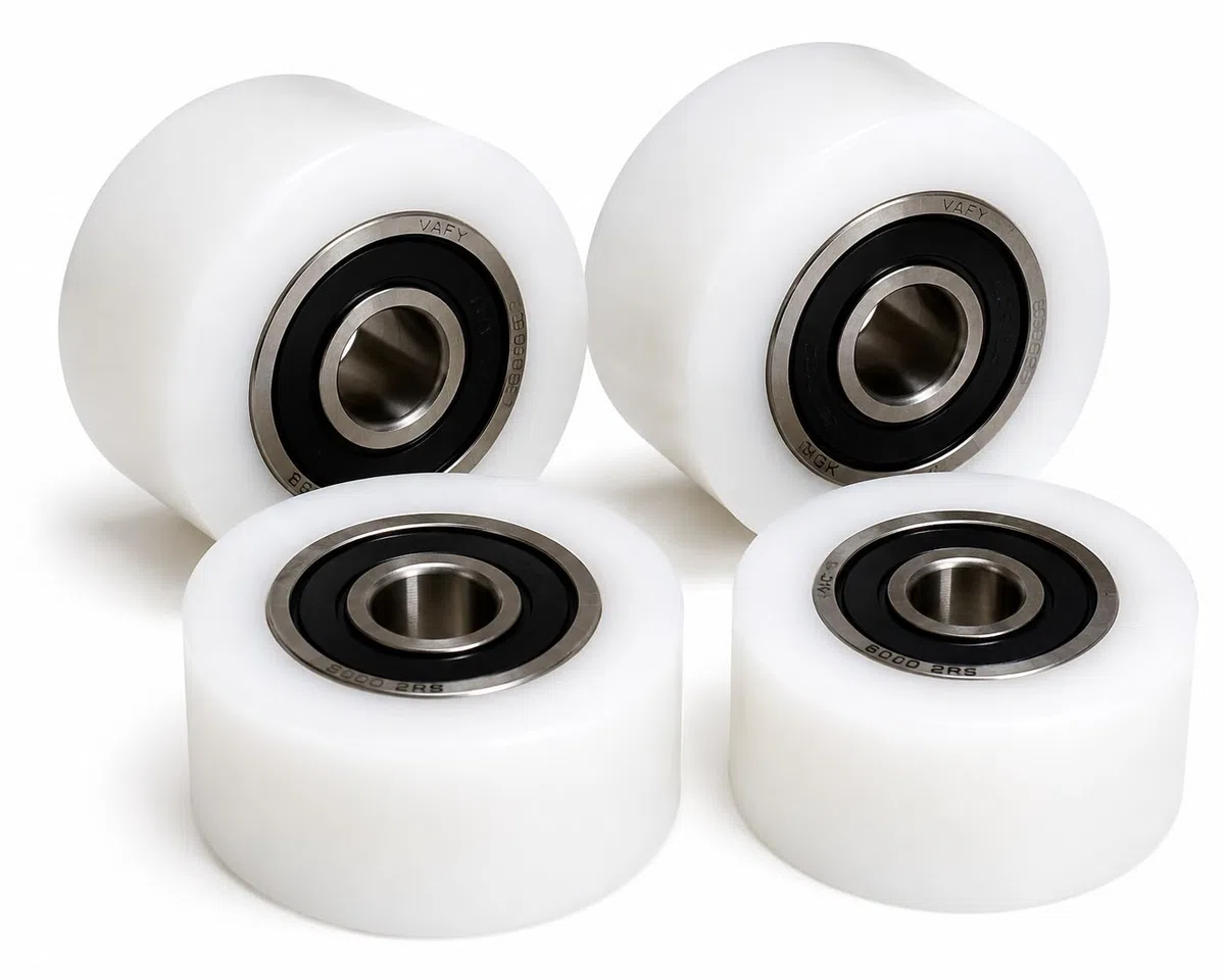 4 ruote in nylon poliammide diametro 40 mm larghezza 20 mm cuscinetto 10 mm precisione made in EU