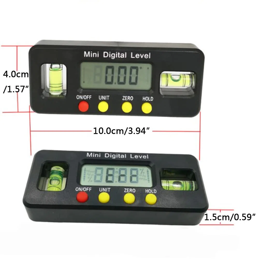 Mini goniometro digitale di precisione a 360 gradi Digital Level Box strumento magnetico di misurazione dell'angolo inferiore con doppia bolla orizzontale verticale scatola di livello digitale (nero)