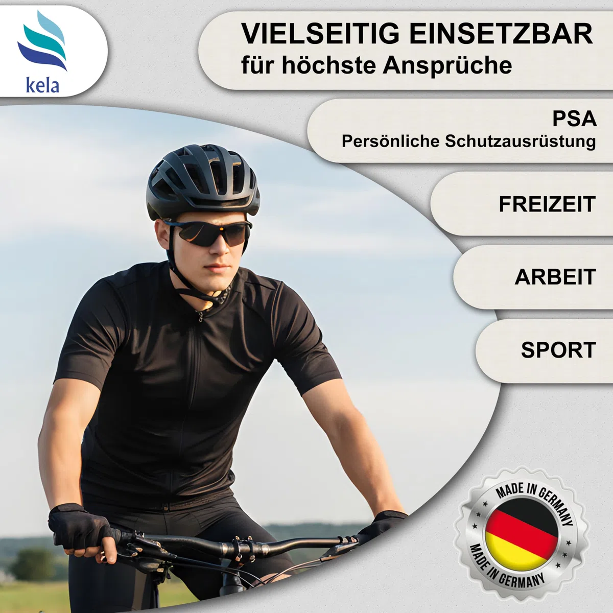 kela 4x Occhiali protettivi SPRINTER | Made in Germany | Occhiali di sicurezza da lavoro privi di schegge, antigraffio con rivestimento anti appannamento e UV EN170 EN172 | Perfetta Vestibilità