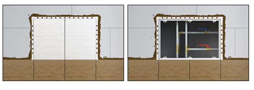 Porta per botola d’ispezione, piastrellabile magneticamente. 400 x 200 mm.