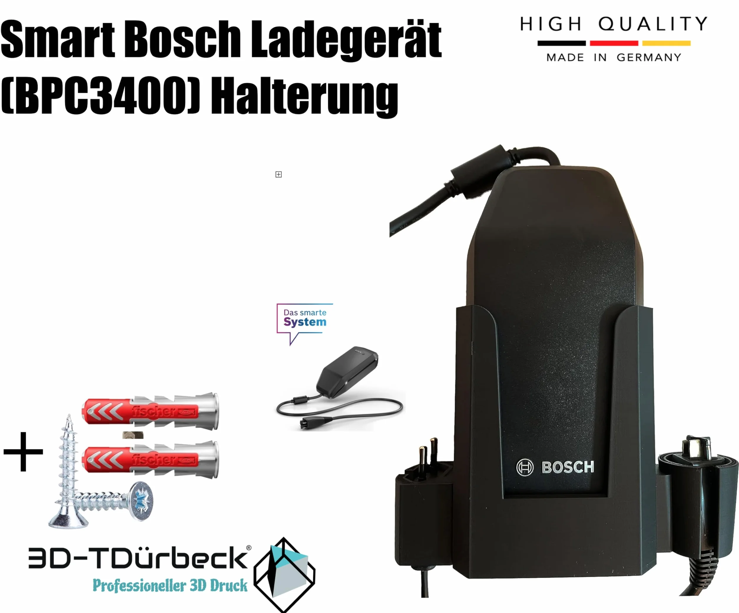 3D-Türbeck Supporto da parete per caricabatterie Bosch e-Bike: Pedelec bicicletta elettrica Cube Focus E-Bikes Ghost Giant Haibike Husqvarna KTM Scott ORBEA