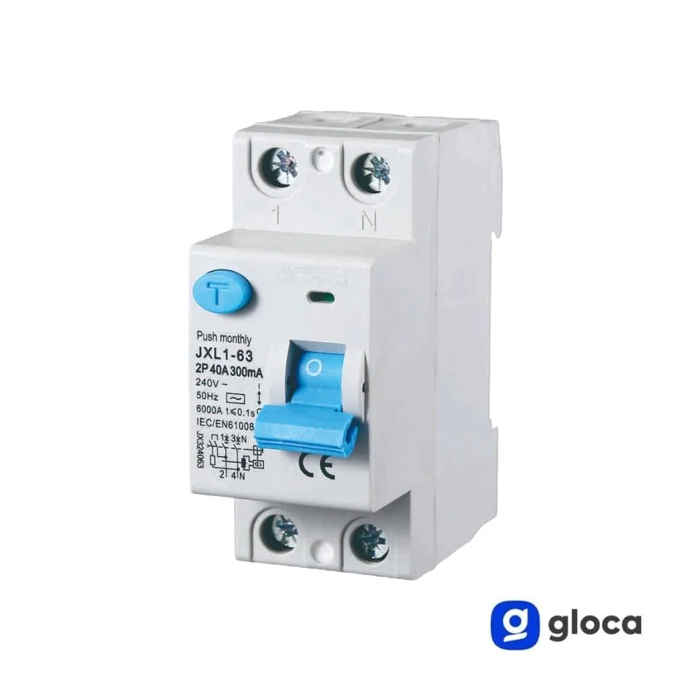 gloca Interruttore Differenziale Puro Salvavita 2P 300mA 220V-6KA CLASSE A 2 Moduli DIN (40 Ampere)