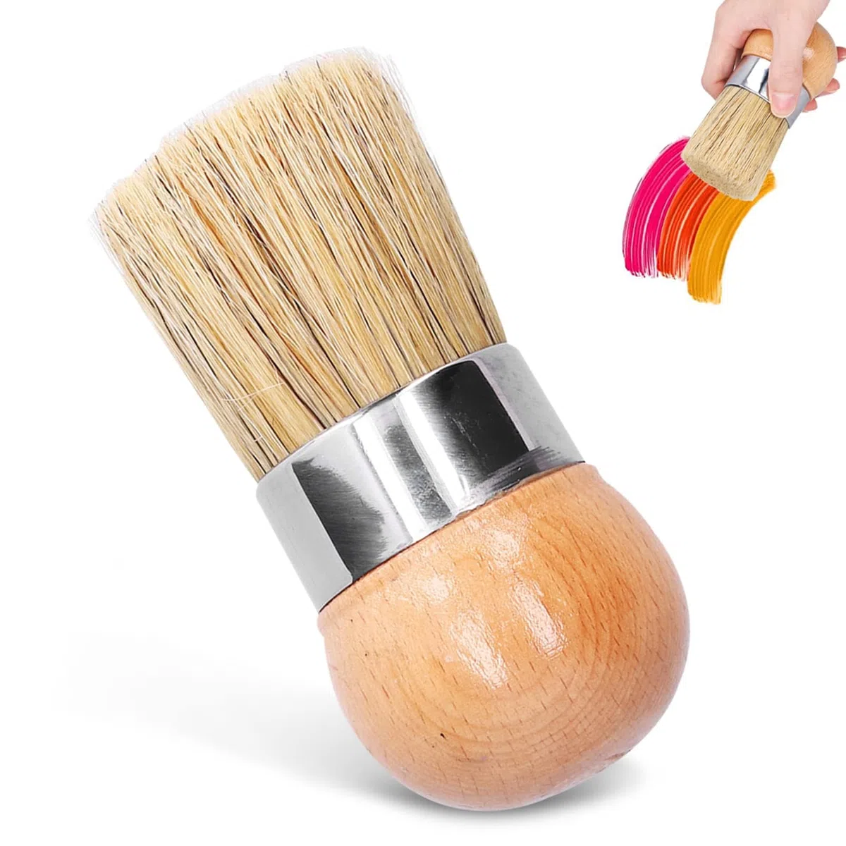 Pennello per Cera,Pennellessa Pittura Muri,Pennello per Stencil,Gesso Cera Pennello per Pittura a Cera Rotondi Vernice a Gesso Cera per Mobili,Pennelli per Pittura ad Acquerello ad Olio Acrilico