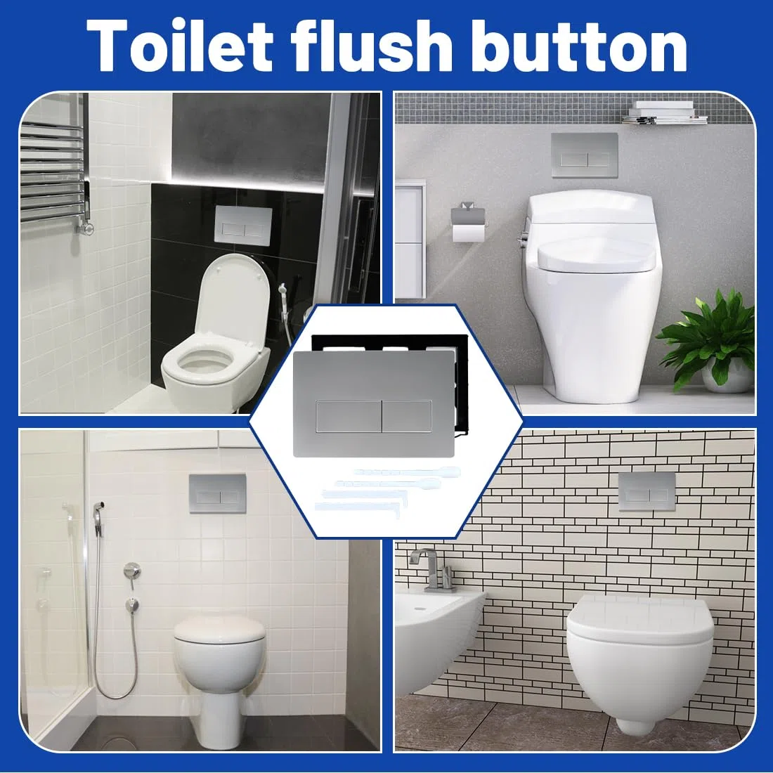 1 Pezzo Applicabile a Placca WC Geberit,Pannello Serbatoio,Placca di Comando a Doppio Pulsante,Accessorio in Bagno(Argento Opaco)