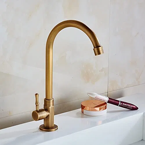 Rubinetto Vintage,Rubinetti Da Esterno Rubinetto da cucina in ottone Bronzo Finitura antica Maniglia singola Retro Solo rubinetti for acqua fredda Rubinetto for lavabo girevole a 360 gradi