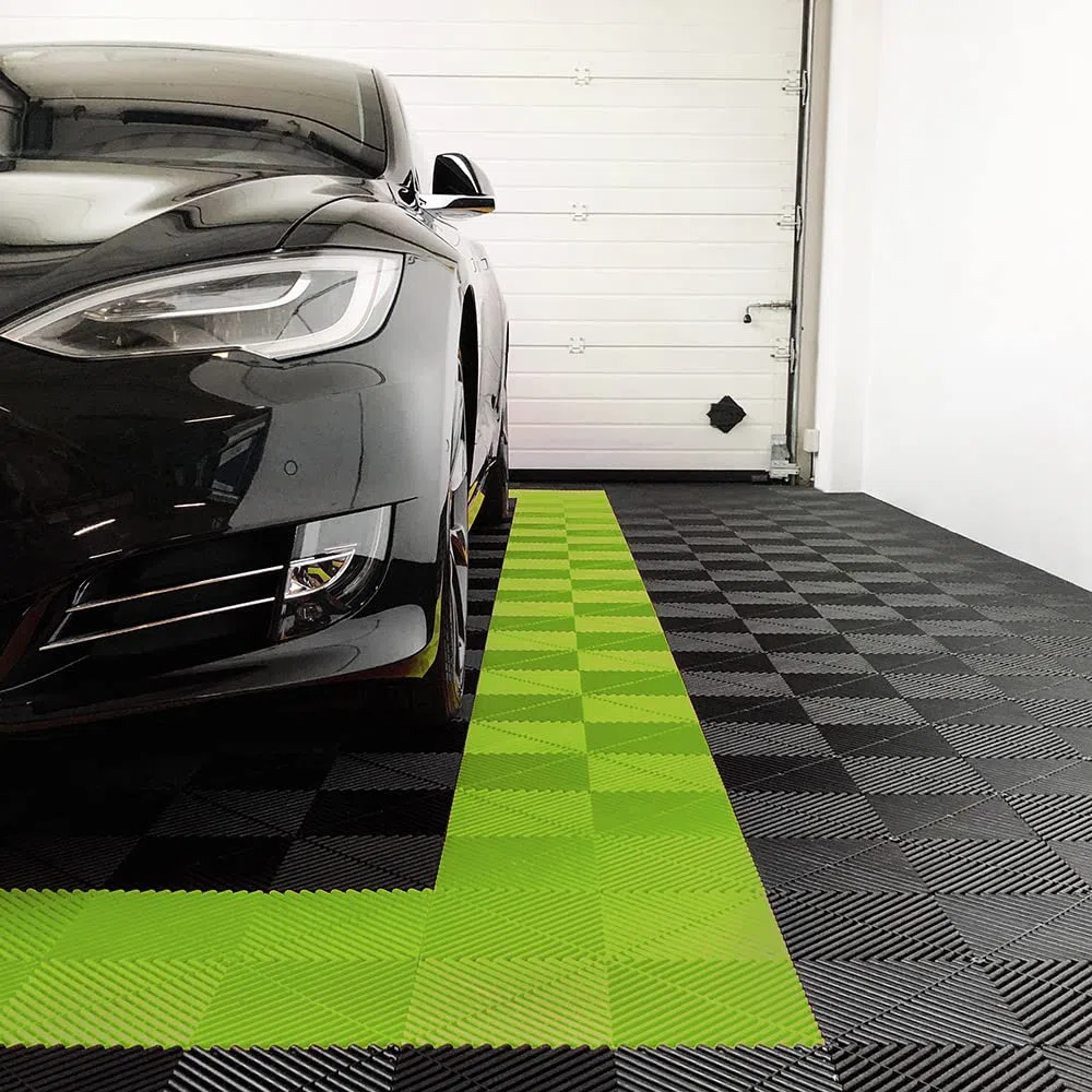 SOGI PAV-03-LM Kit piastrelle in PP per pavimento officina, garage - 40x40 cm - 1 mq - 10 mq - 50 mq - 100 mq - colore lime (1 mq = 6 piastrelle)