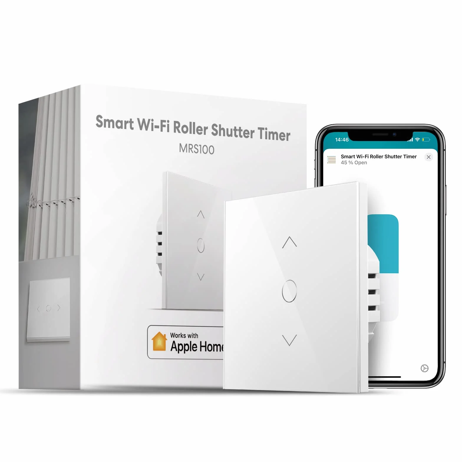 Meross Interruttore Tapparelle Avvolgibile WiFi, Interruttore WiFi per Tenda, Compatibile con Apple HomeKit Siri, Amazon Alexa, Google Assistant e SmartThings, Funzione Timer, 2.4GHz 2022 New Versione