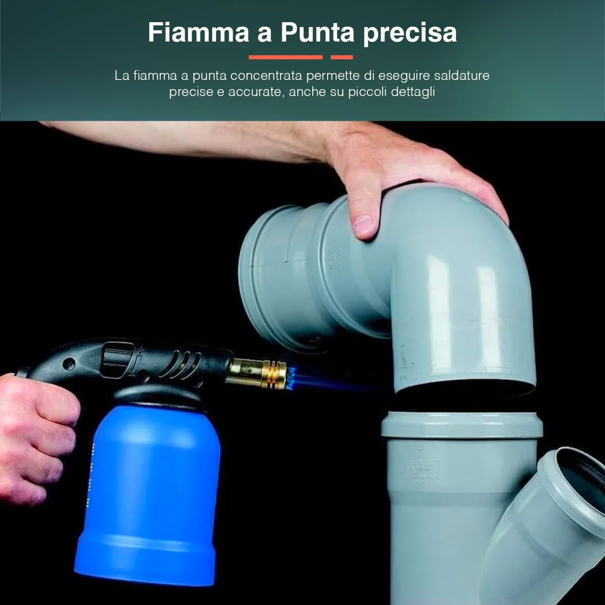 Saldatrice a Cartucce 1300W con Accensione Piezo Elettrica - Saldatore Professionale a Gas con Fiamma a Punta, Regolazione Continua della Fiamma, in Metallo