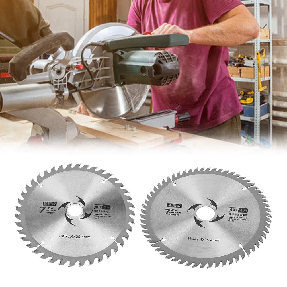 Lama per circolare, 7 pollici 180 x 2,4 x 25,4 mm Lama per circolare in carburo Disco taglio rotondo per il taglio di utensili per la lavorazione del legno(60T)