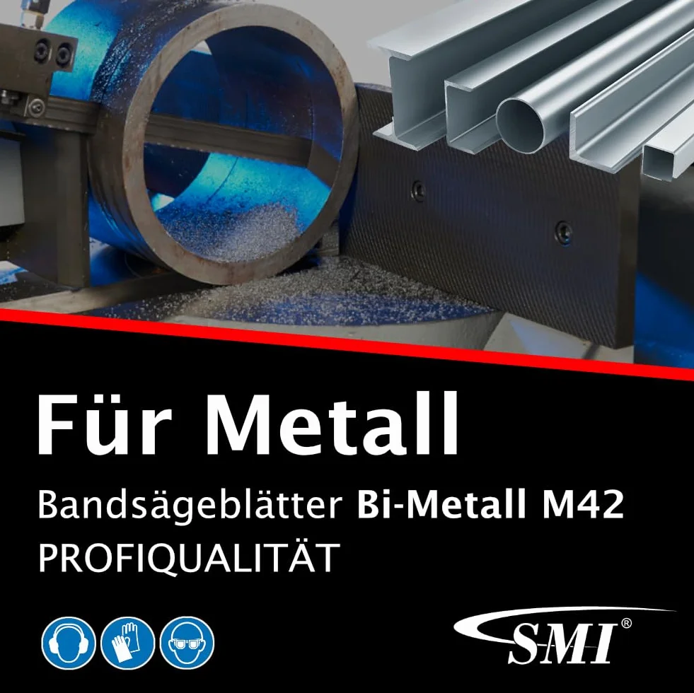 SMI Set di 2 lame per sega a nastro bimetalliche M42 1638 x 13 x 0,65 mm 18 dpp p.es. adatto per Optimum, Epple, Holzmann, lama per sega a nastro.