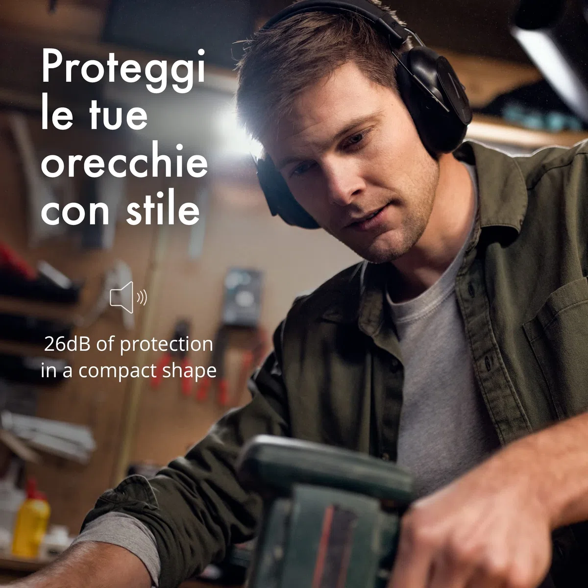 Alpine Defender Cuffie antirumore per adulti - 26 dB - Cuffie insonorizzanti per studio, lavoro, batteria, bricolage e molto altro - Archetto regolabile - Comfort per tutto il giorno