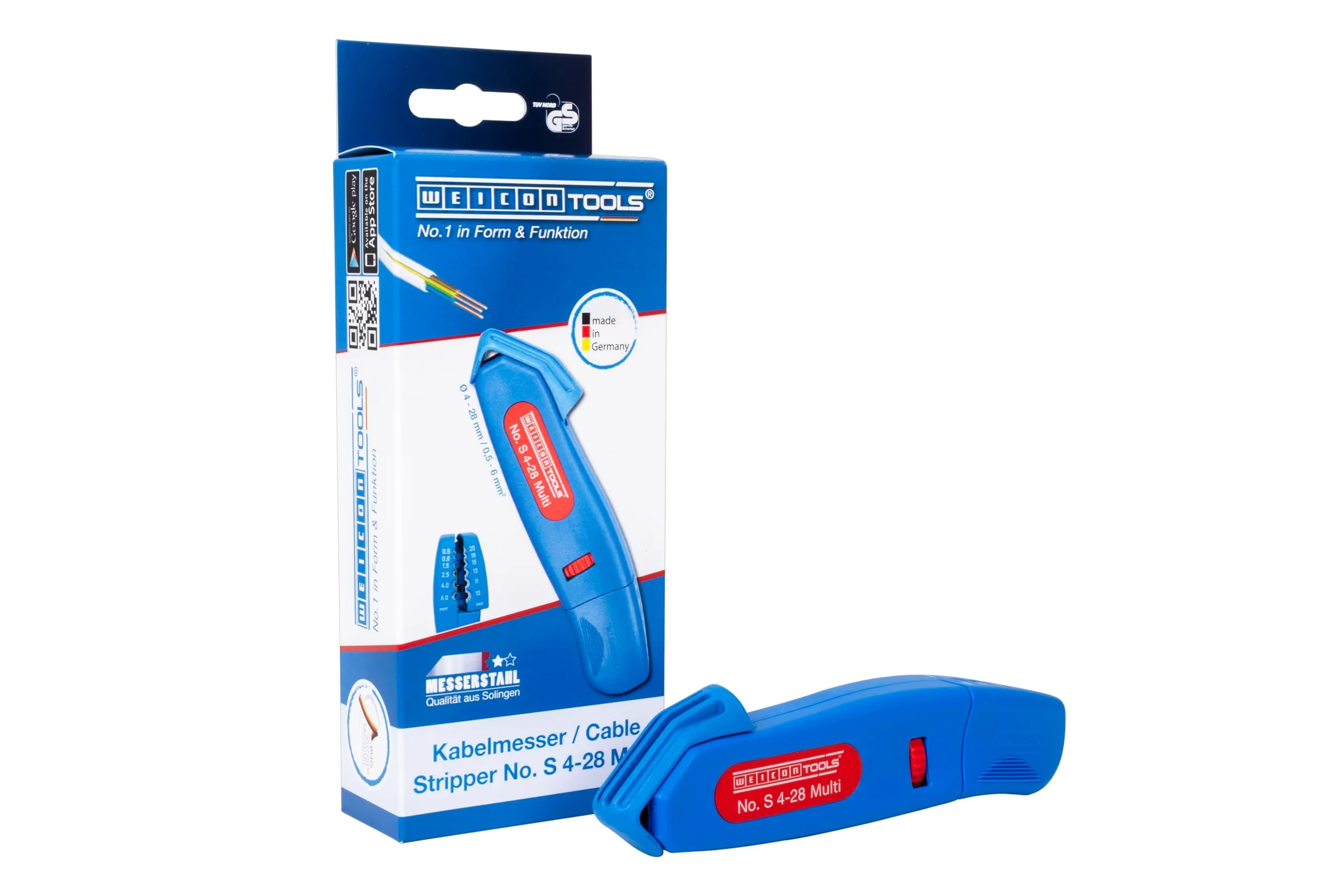WEICON TOOLS Coltello per Cavi No. S 4-28 Multi, spelafili da 4 a 28 mm, funzione di spelatura 0,5-6 mm, Made in Germany