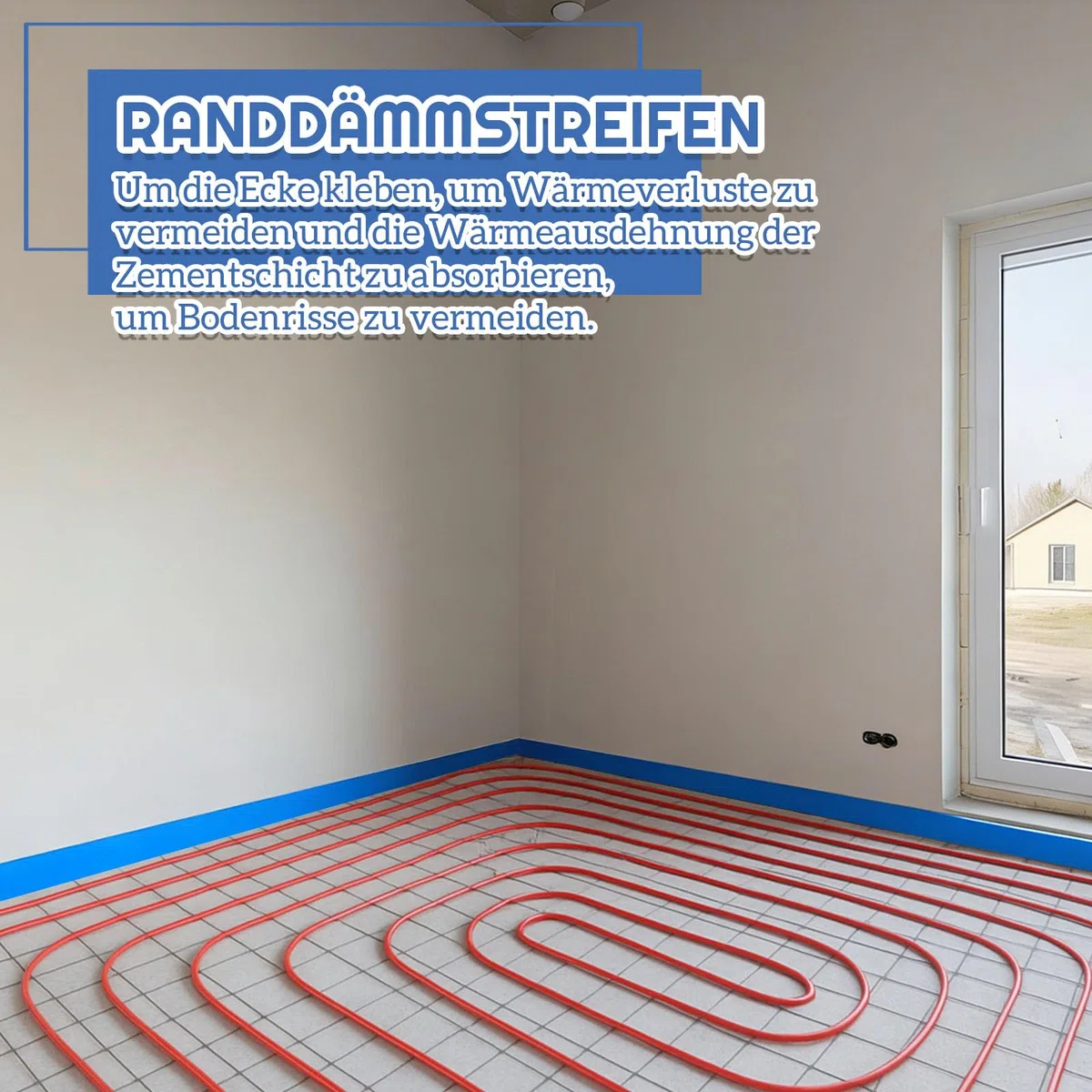 Xuniea Autoadesivo per Composto Autolivellante Nastro per Giunti di Dilatazione per Isolamento Striscia Isolante Perimetrale Autoadesivo Parete Divisoria Riscaldamento(3 cm x 30 m,Blu)