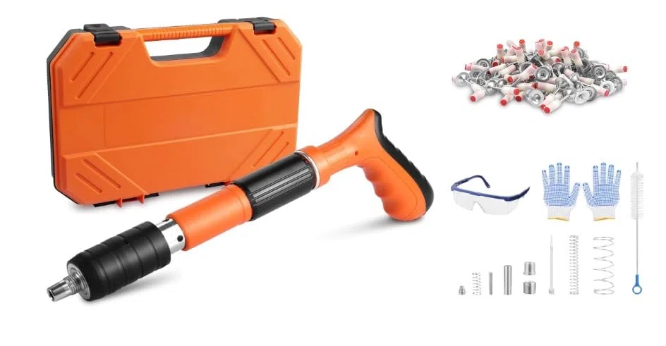 Pistola Spara chiodi Manuale, Chiodatrice d'aria Pistola per Unghie Sparachiodi con 100 Chiodi accessori e valigetta