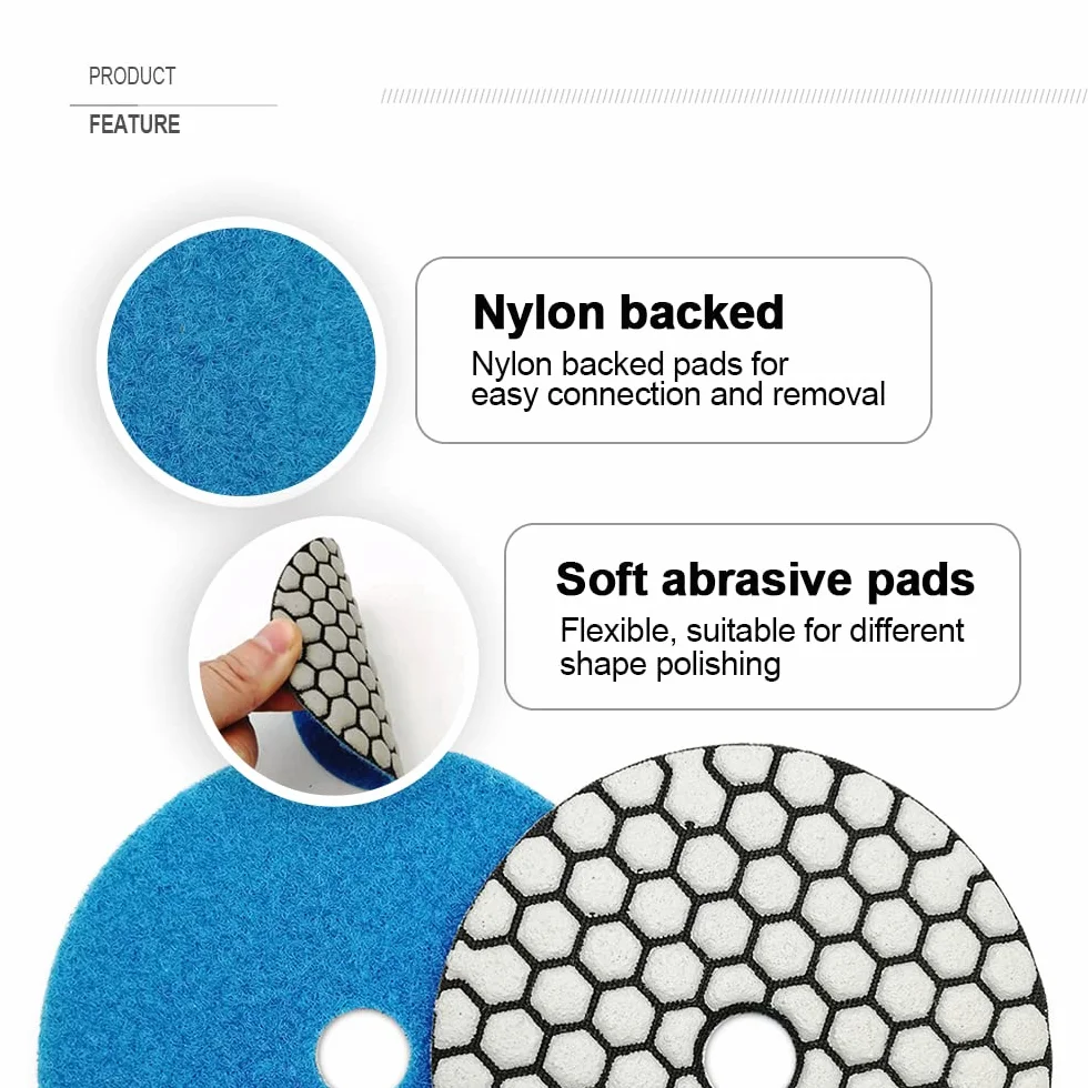 SHDIATOOL Diamante Lucidatura Pad 7 Pezzi Grana Mista per Lucidare a Secco Marmo Granito Pietra Ceramica Dia 100mm/4 Pollici