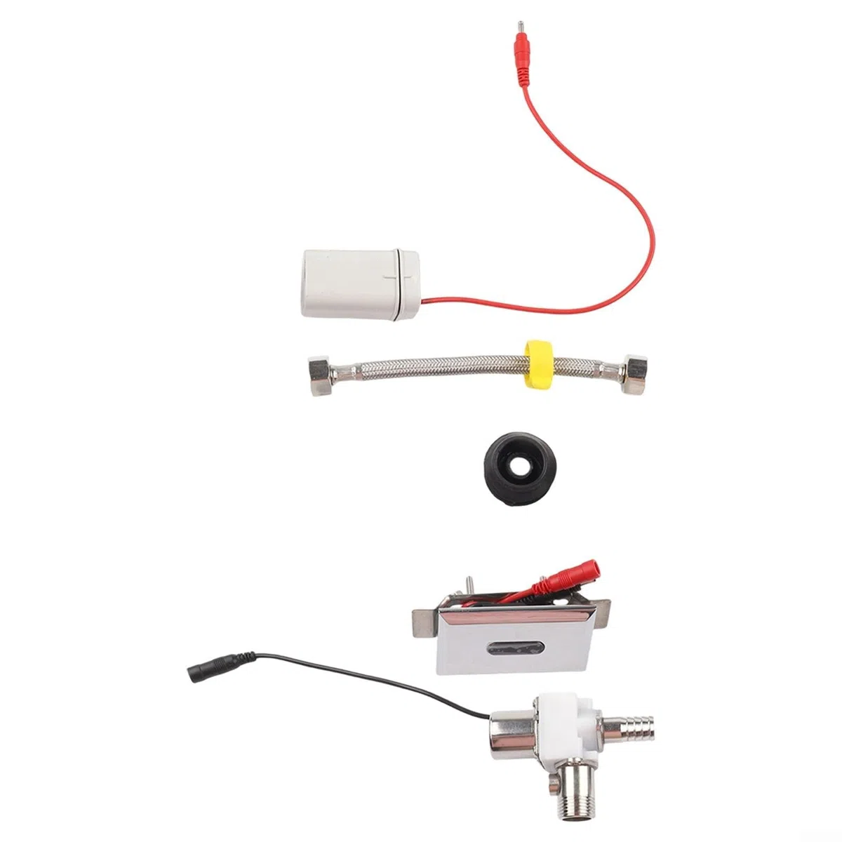 Kit valvola di scarico automatica per orinatoio a infrarossi, sensore touchless, con regolazione telecomando, basso consumo energetico DC 6 V, per costruzioni in metallo per bagni pubblici (B
