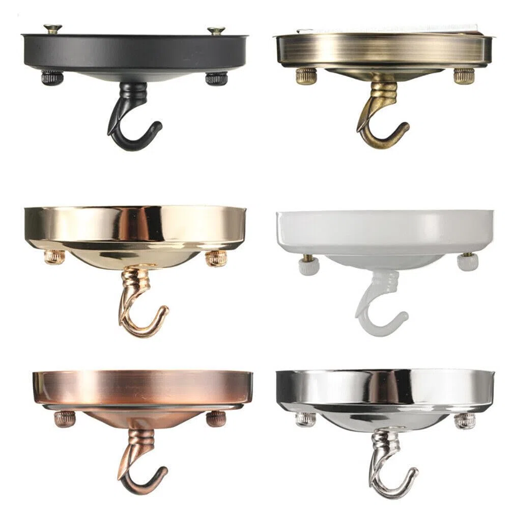 LEDSone Placca con gancio per rosone da soffitto, vintage, in ottone verde metallo, 10,5 cm, confezione da 2 pezzi, antico singolo attacco laterale esterno con accessori per lampadari, lampade a