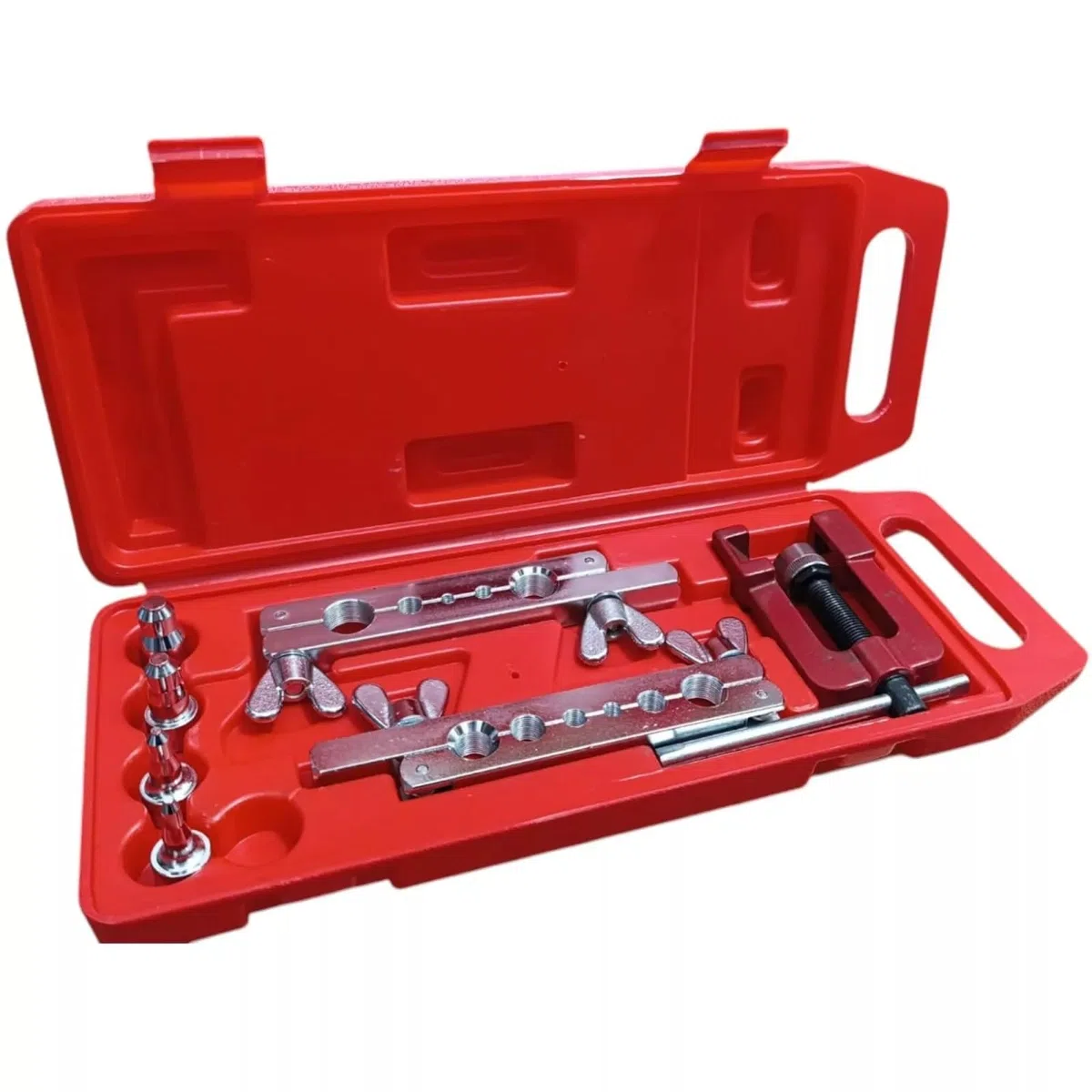 Macchina Cartellatrice per Tubi in Rame – Pagliettatrice Svasatrice con 10 Accessori in Valigetta – Svasa Tubi 1/4", 3/8", 1/2", 5/8" – Kit Completo per Foratura e Filettatura