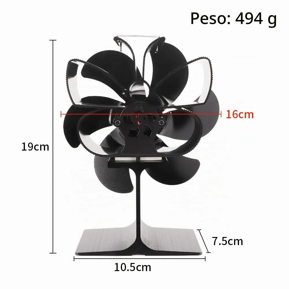 WuYan Ventilatore da stufa,Ventola Stufa Legna con 6 Pale, senza energia ecologica per camino, stufa, camino, stufa a legna senza corrente,Accessori per caminetto