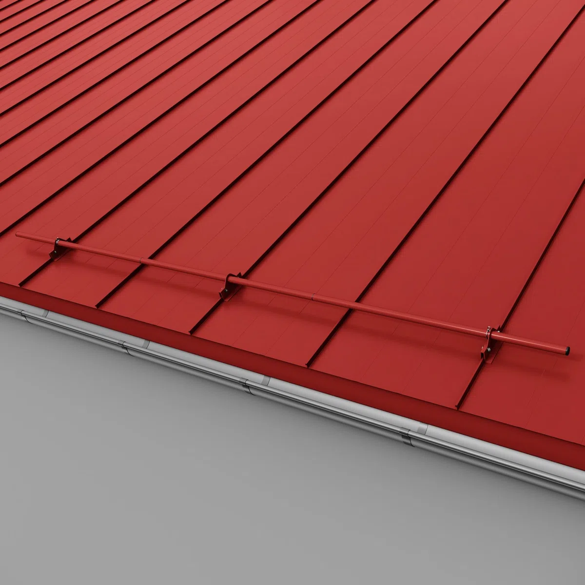Parotec PARANEVE Kit Tubolare Completo 3,0 m (300 cm) - Per tetti a giunto aggraffato (doppio & angolare), click/snap – paraneve - 1 tubo, 3 supporti, 10 colori - RAL 3011 Rosso (classico)