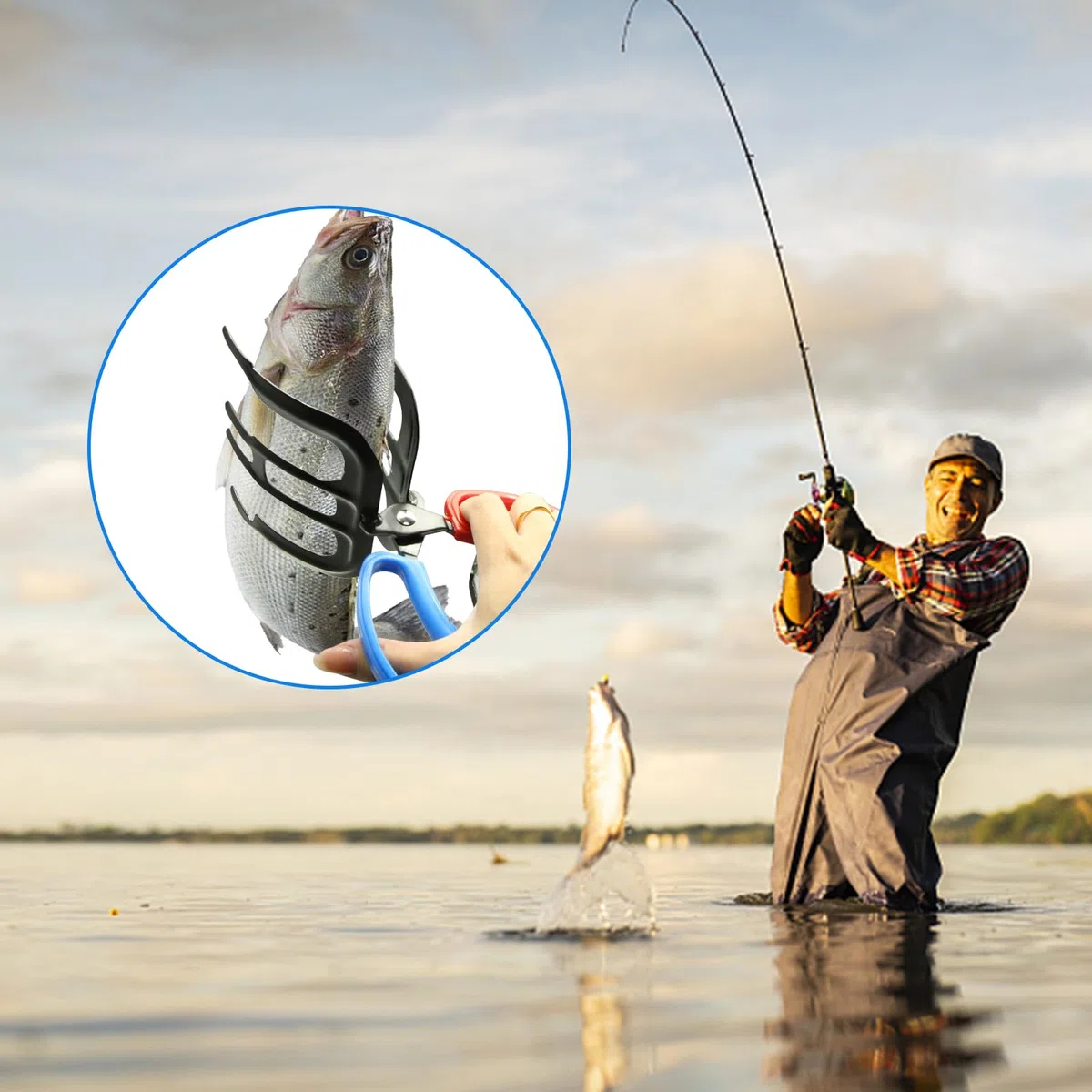CANIPHA Metal Fishing Tool Pinza de Pesca, Pinza de Pesca, herramienta de captura de peces, pinzas de Metal para Pesca, 3 garras, pinzas de Pesca antideslizantes, Pinza de Control, pinzas para peces