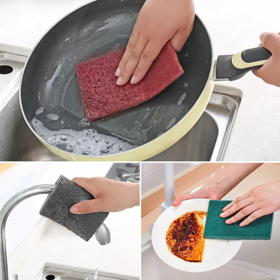Flintronic 12 Pezzi Spugne Abrasive, Spugnetta Abrasiva Industriale per Metallo Legno Acciaio inox per Cucina o Fai-da-te