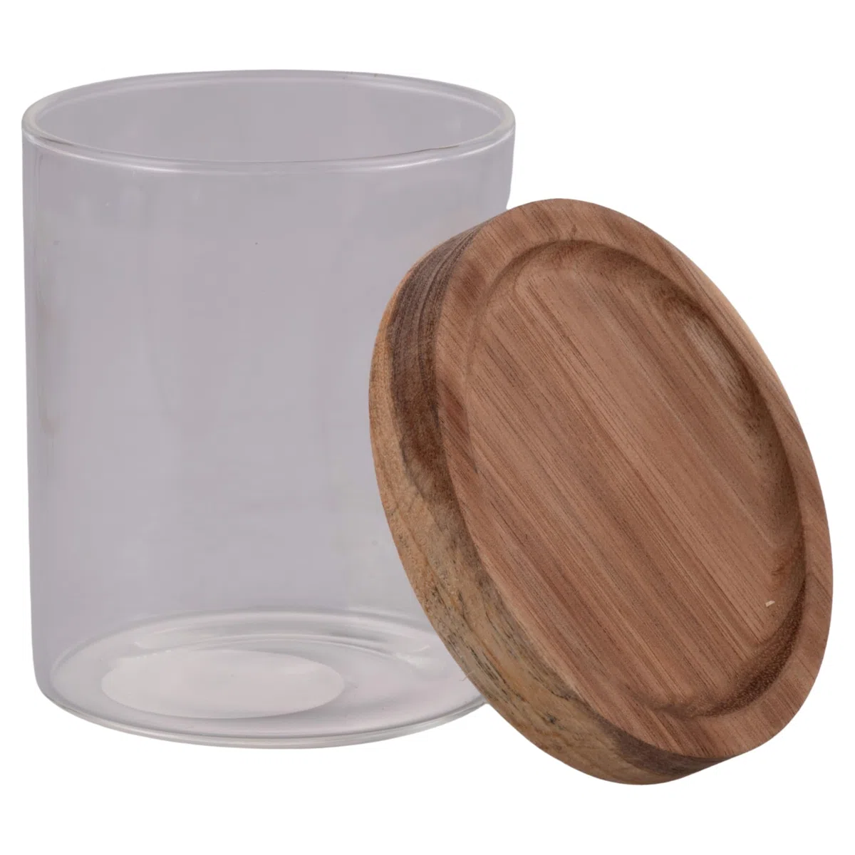 Villa d'Este Home Tivoli 1996 Set 3 barattoli 390 ml in vetro borosilicato, coperchio in legno di acacia e stand in ferro, 4 Toni