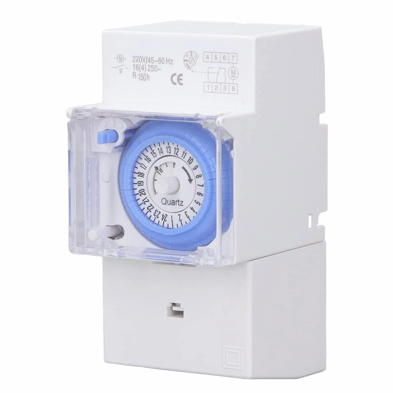 Jadeshay Timer Meccanico 24h Interruttore Orario Programmabile con 48 Impostazioni Impermeabile Batteria Ricaricabile Integrata Montaggio su Guida DIN 16A 230V
