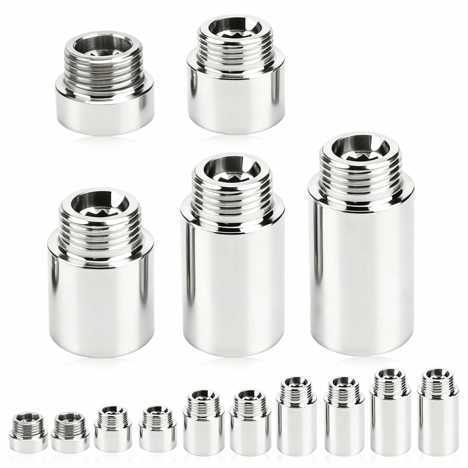 15 prolunghe per rubinetto da 1/2 pollici, in acciaio inox, prolunga per doccia 10/20/30/40/50 mm (IG Ø 19,5 mm x AG Ø 20,3 mm), tubo di prolunga in acciaio inox per doccia