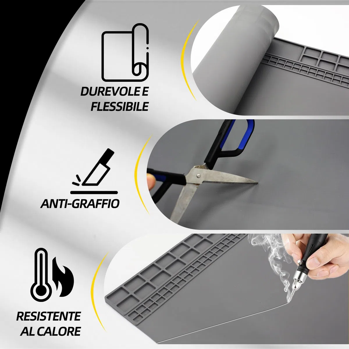 Tappetino per saldatura, antistatico, in silicone, robusto e durevole, resistente al calore, extra grande, antiscivolo, adatto per varie riparazioni elettroniche, 60 x 35 cm