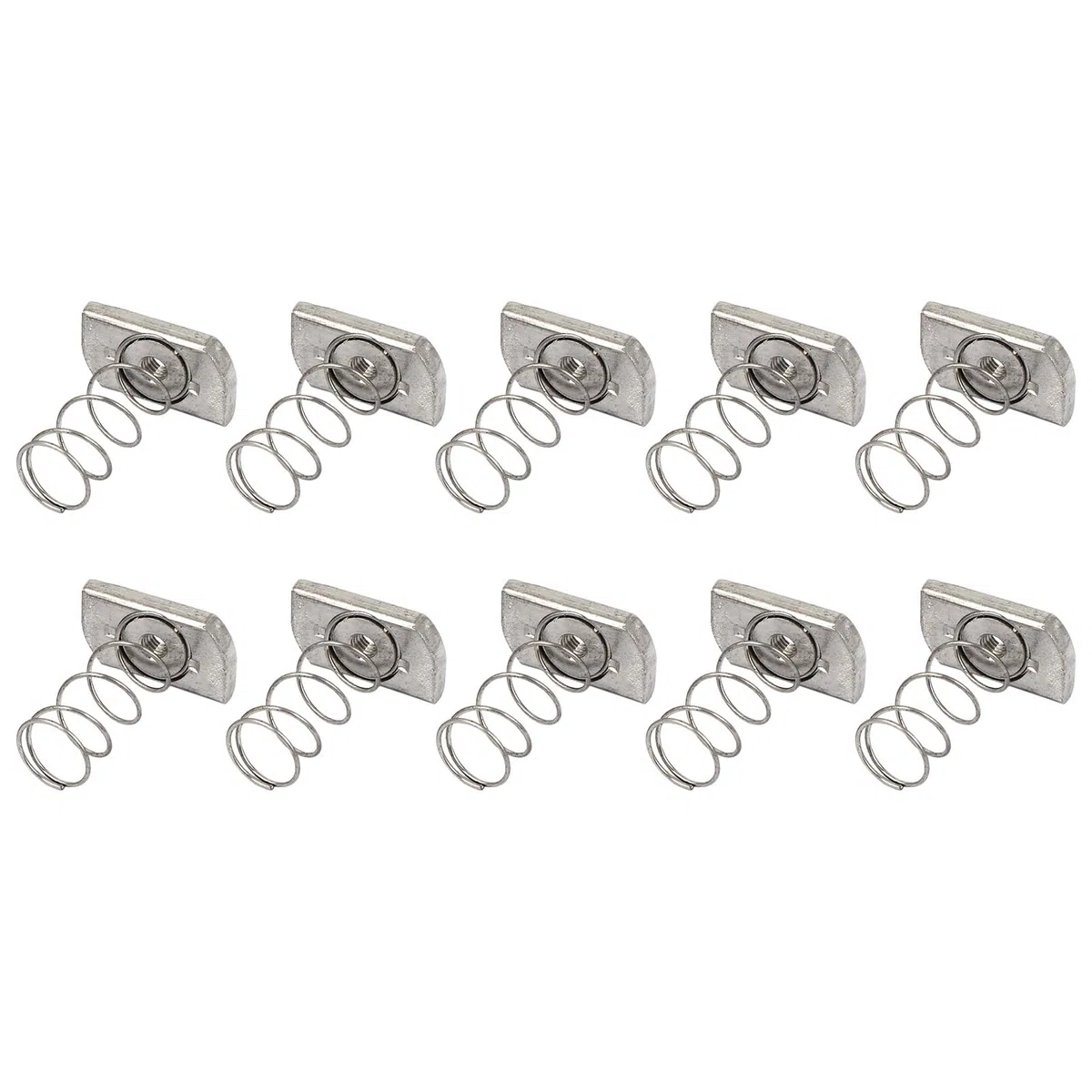 METALLIXITY Puntone Canale Dado (M6x44mm) 10pz, 304 Acciaio Inossidabile Lungo Molla Dado - per Strut Canale, Silver Tono