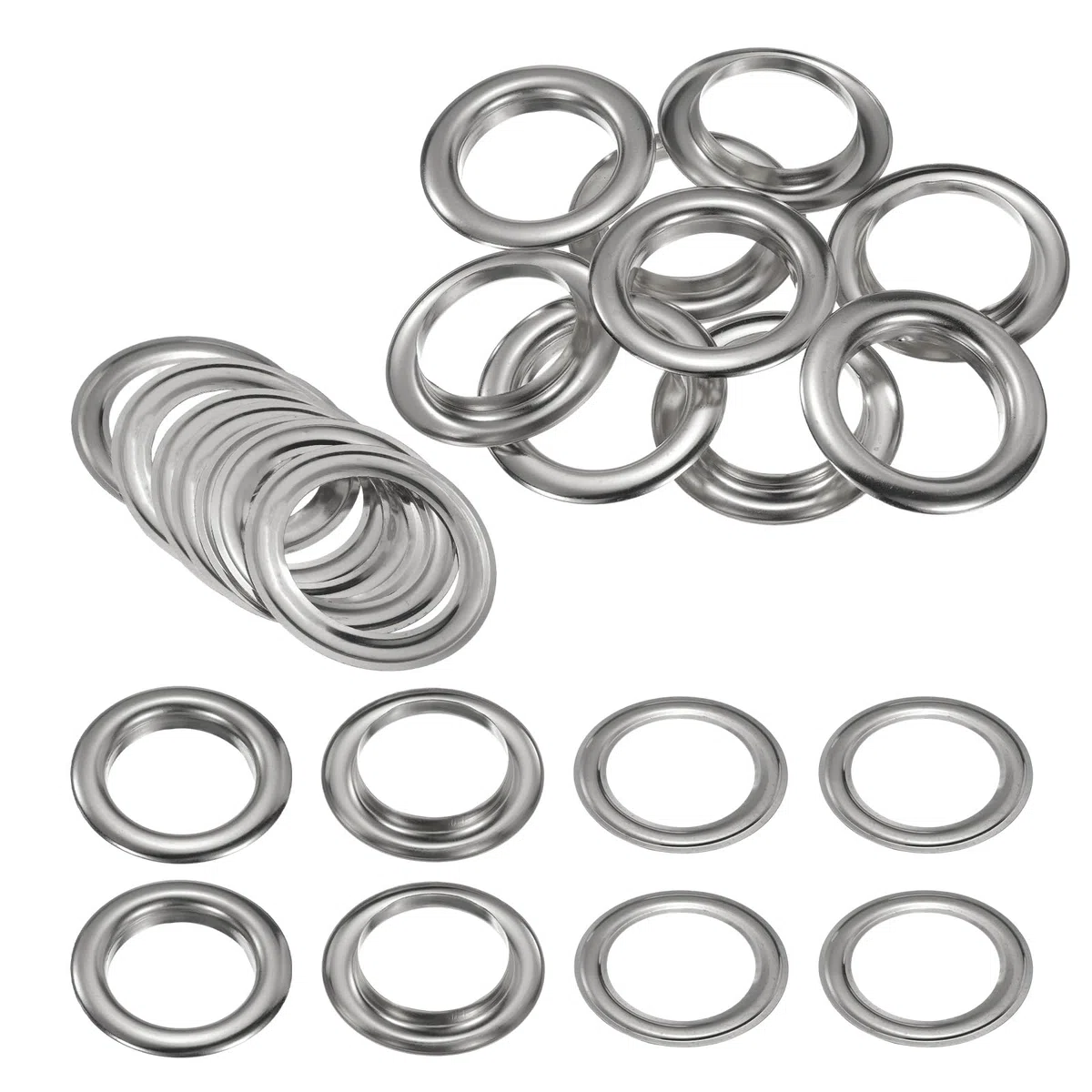 QUARKZMAN 10Set Occhielli per Teloni 40mm 1-4/7" Occhiello Strumento Metallici in Ottone con Rondelle per Tende in Tessuti Cinture in Pelle Scarpe Borse Fai Da Te, Argento